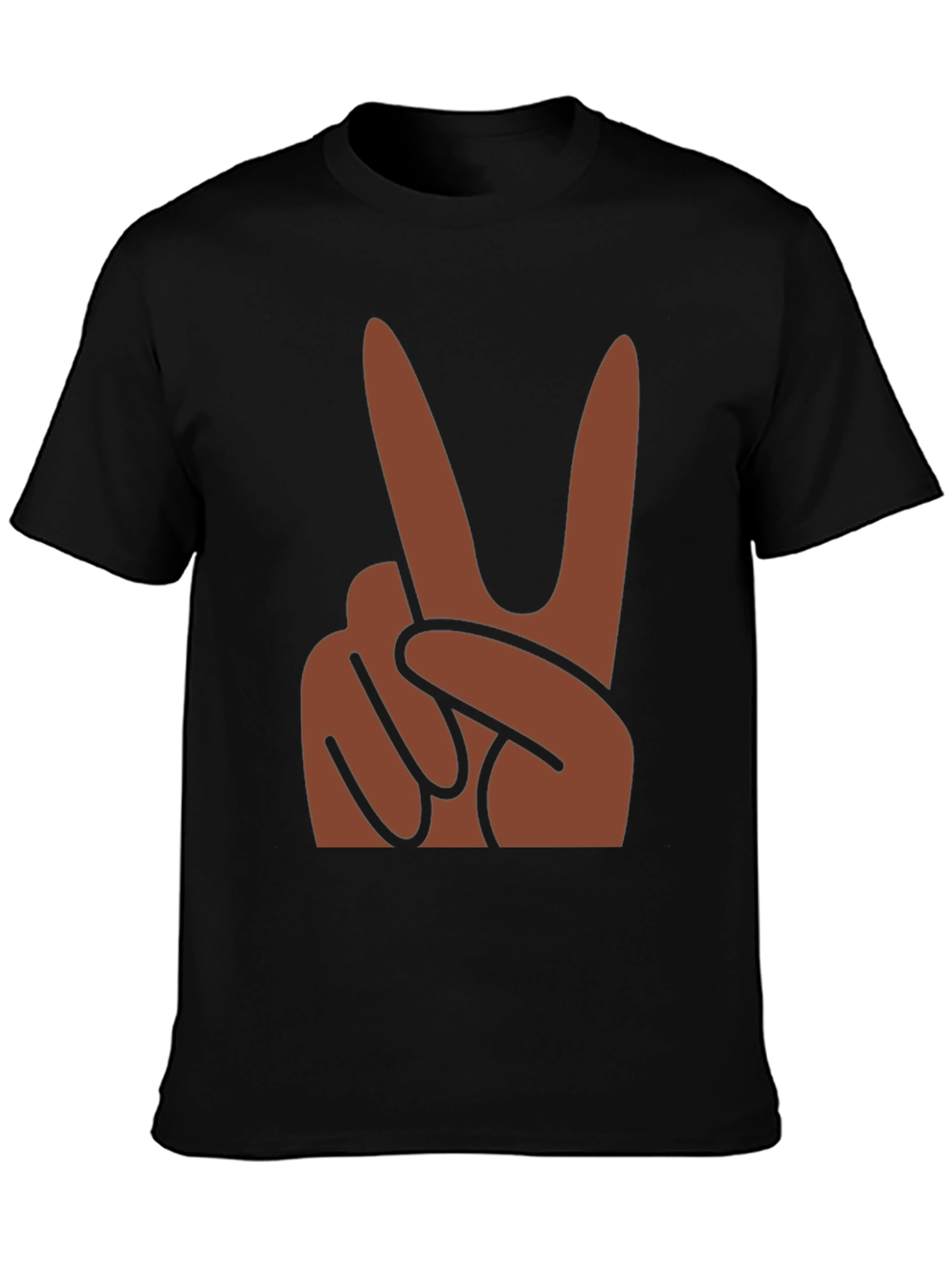 Black Peace Hand Sign Graphic Black T-Shirt view 3