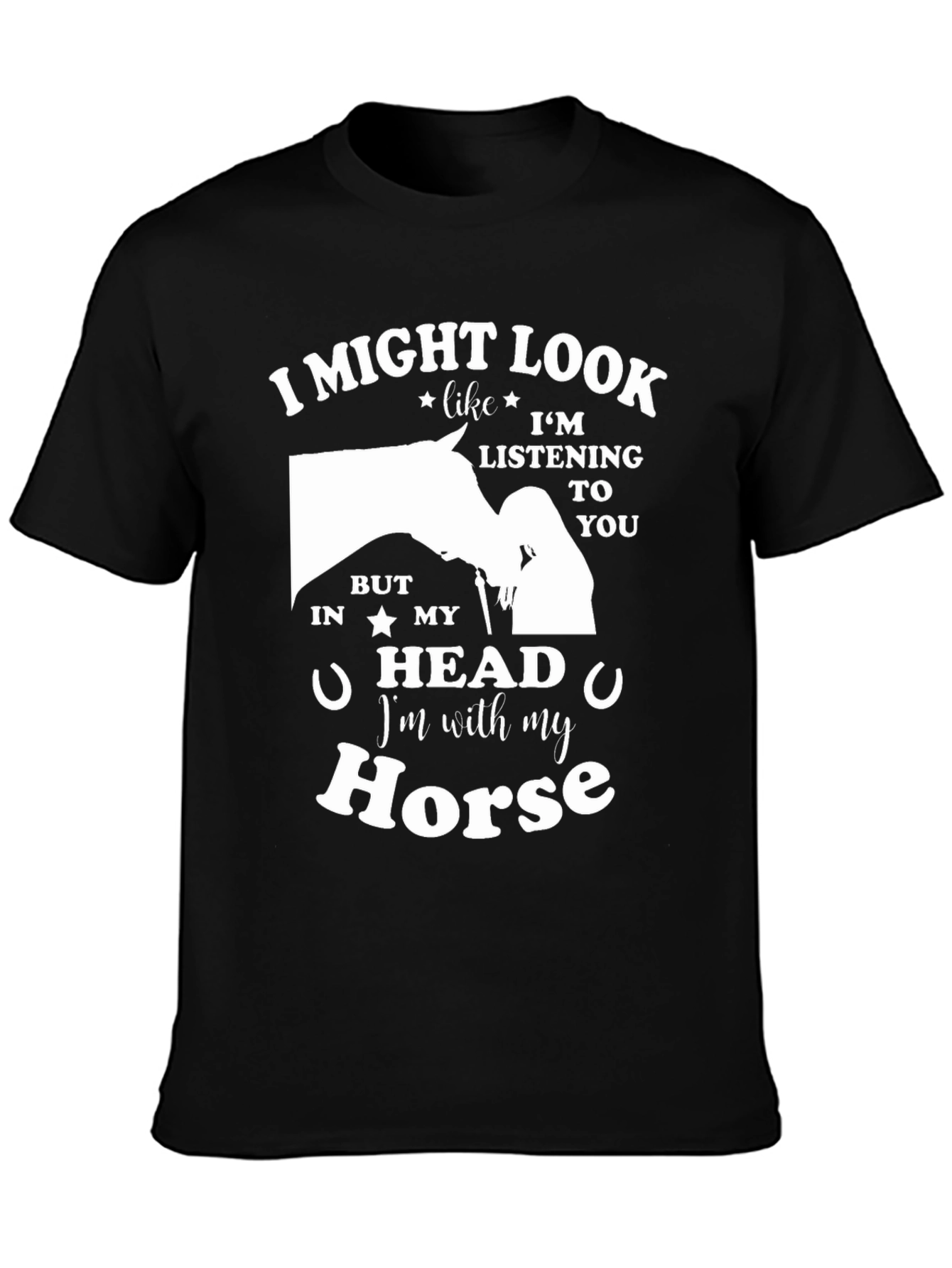 Black I'm With My Horse Graphic T-Shirt view 3