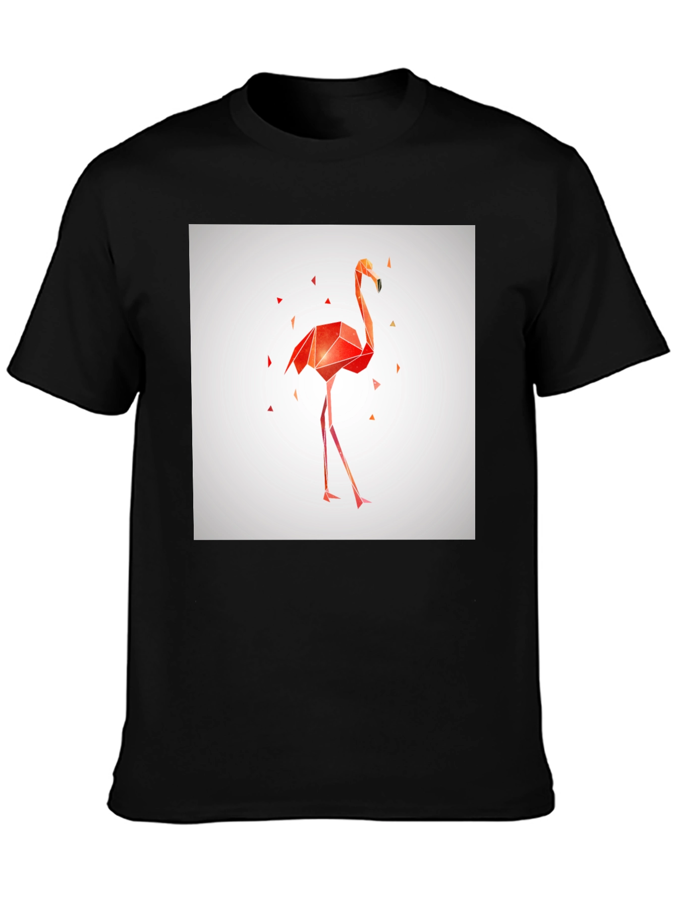 Black Geometric Flamingo Graphic Tee - Stylish Black T-Shirt view 3