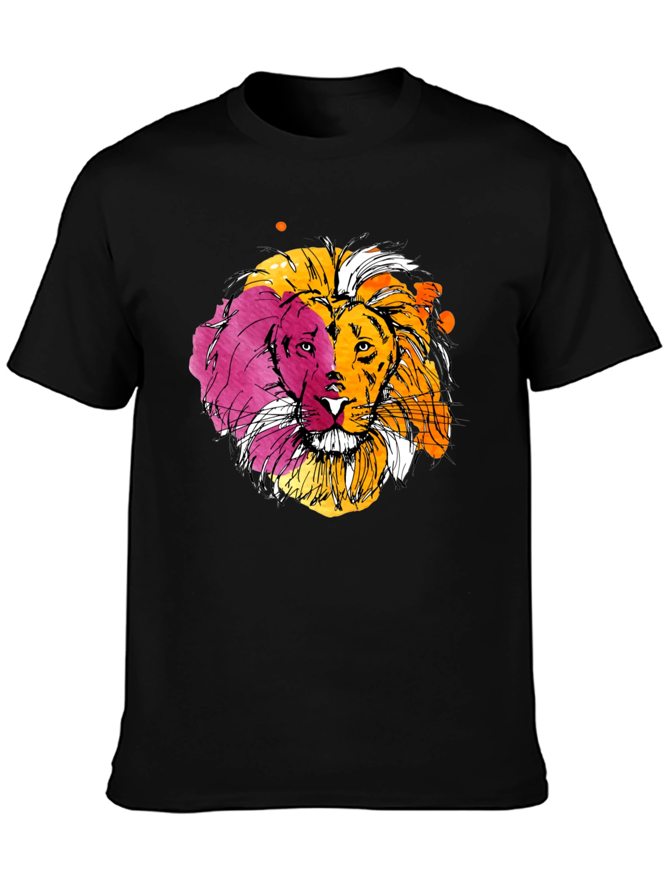 Black Lion Graphic Print Black T-Shirt view 3