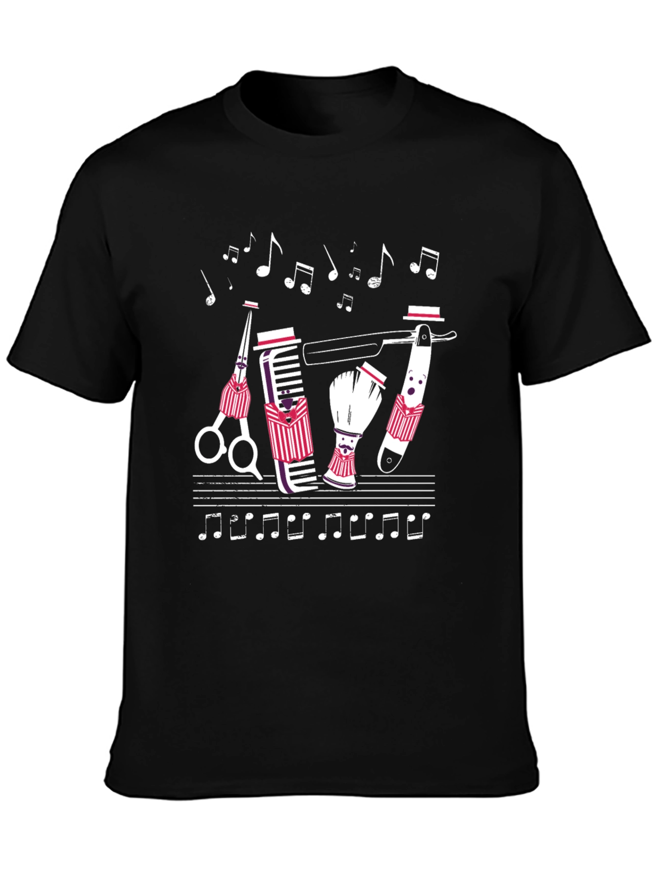 Black Barber Shop Quartet T-Shirt - Musical Barber Design view 3
