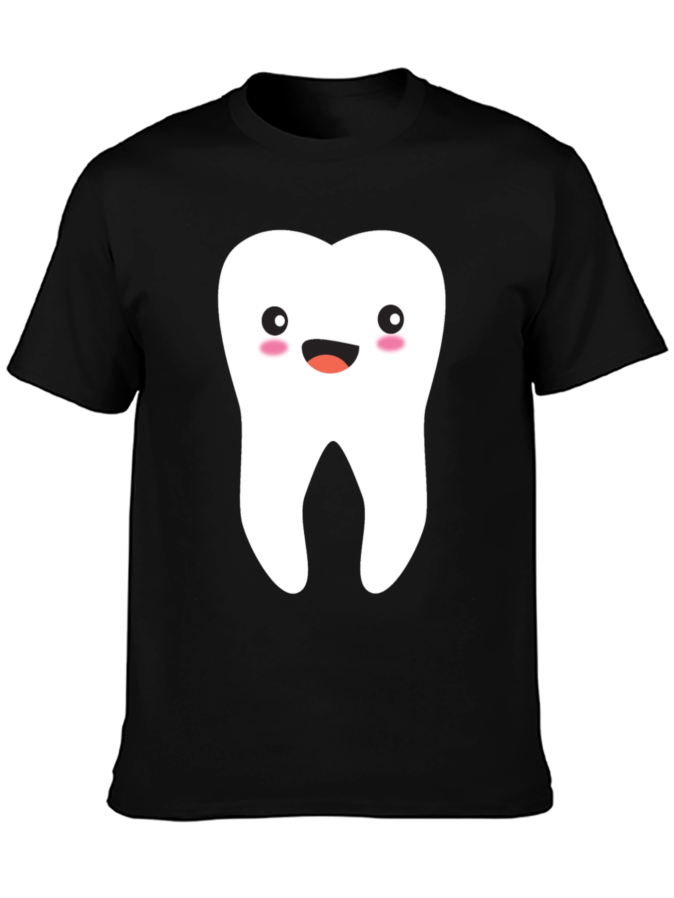 Black Cute Tooth Graphic Tee - Black Cotton T-Shirt view 3