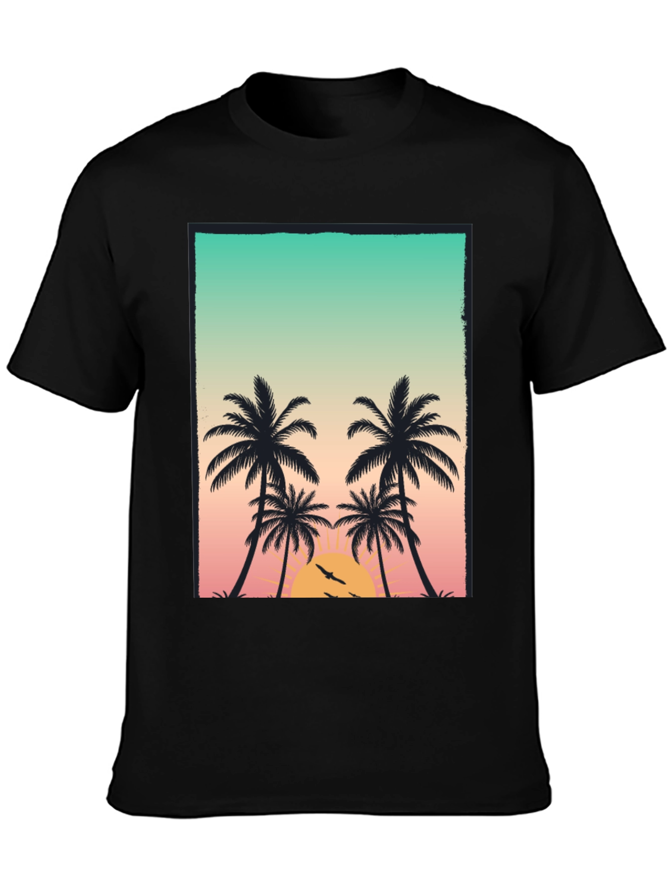 Black Sunset Palm Tree Graphic T-Shirt view 3
