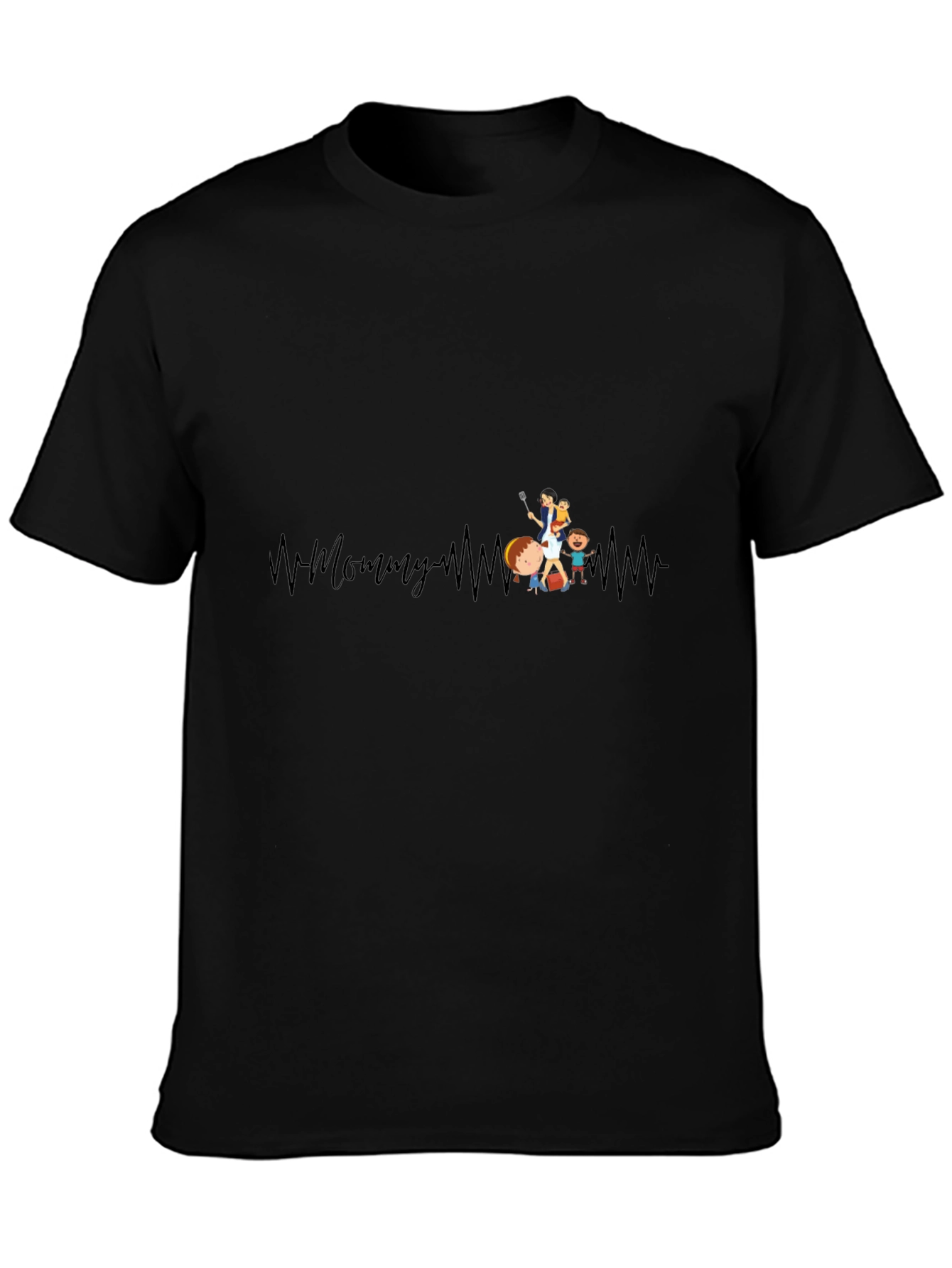 Black Mommy Heartbeat T-Shirt - Perfect Gift for Mom view 3