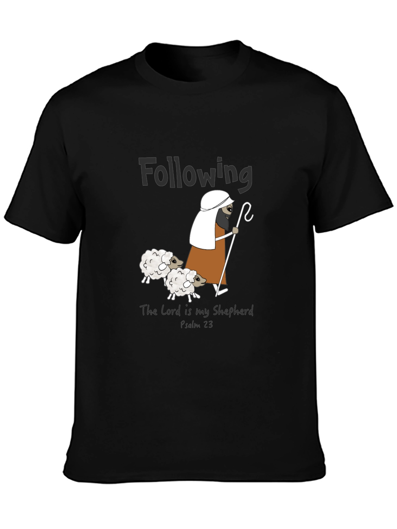 Black Following Sheep T-Shirt - The Lord Is My Shepherd Tee view 3