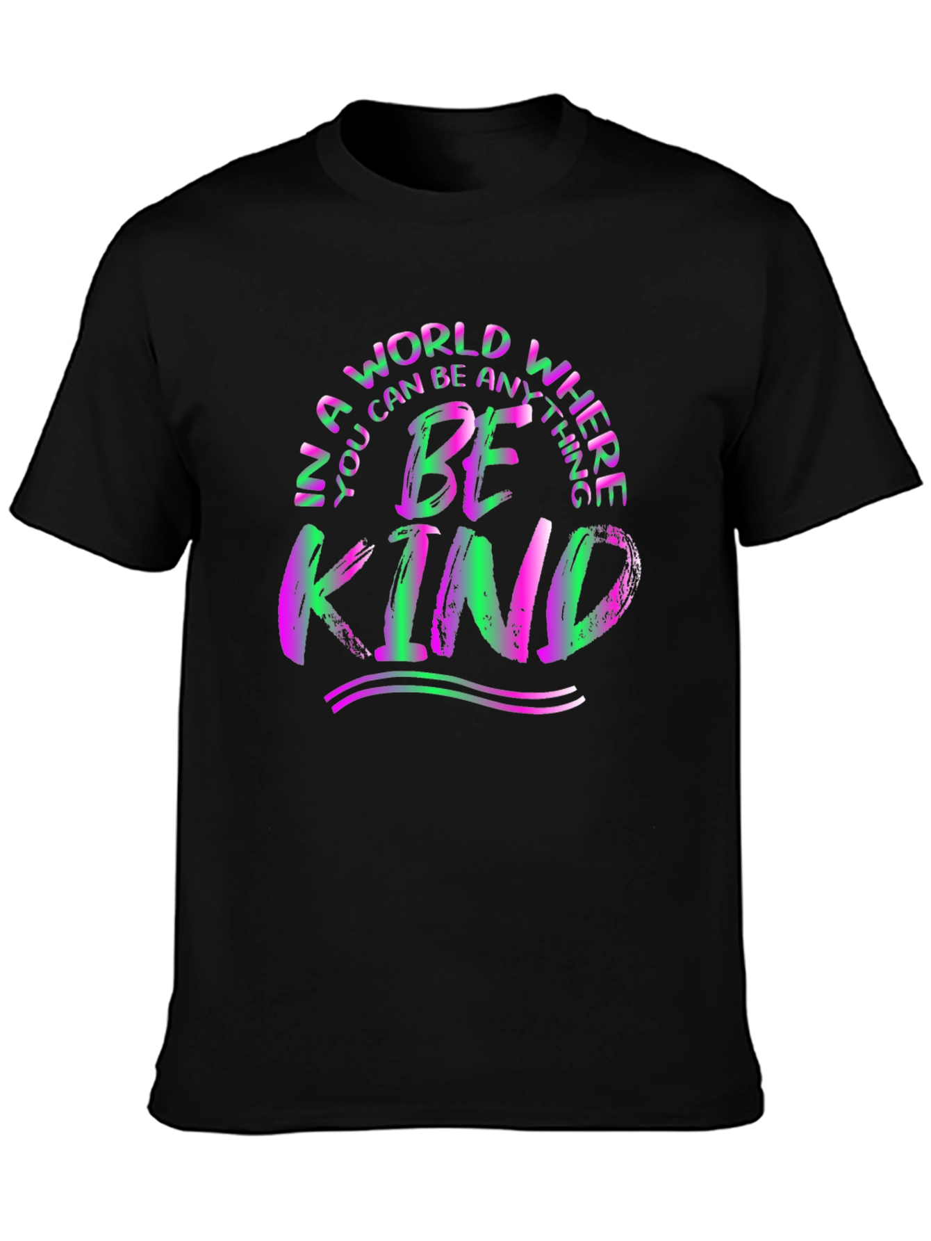 Black Be Kind T-Shirt - Colorful Graphic Tee view 3
