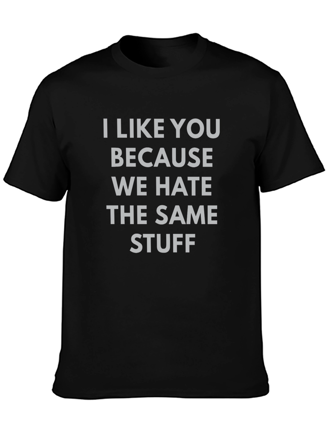 Black Funny Graphic Tee: I Like You Because We Hate Stuff view 3