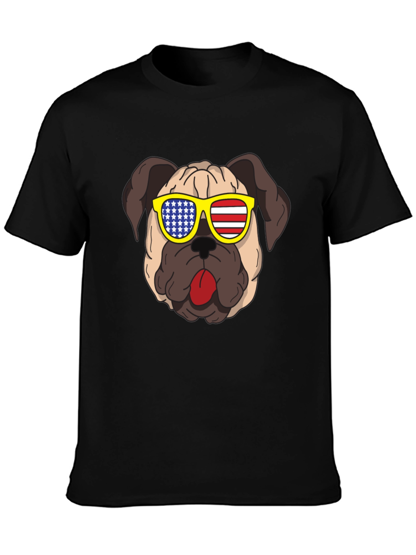 Black Patriotic Pug T-Shirt - USA Dog Tee view 3