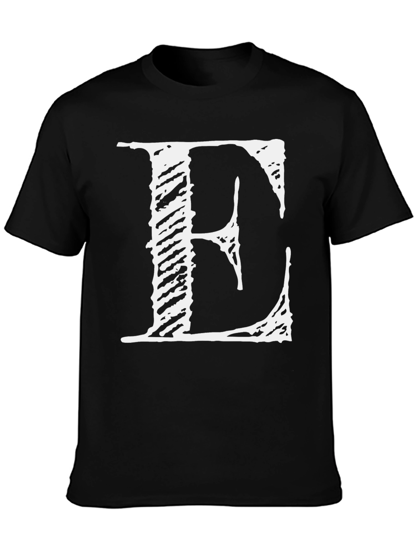 Black Bold 'E' Graphic Tee - Black Cotton Blend view 3