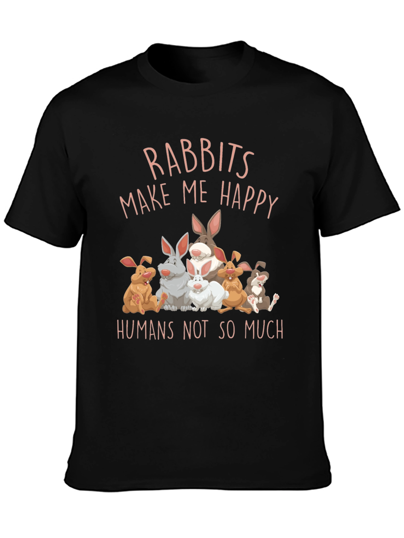 Black Rabbits Make Me Happy Graphic Tee view 3