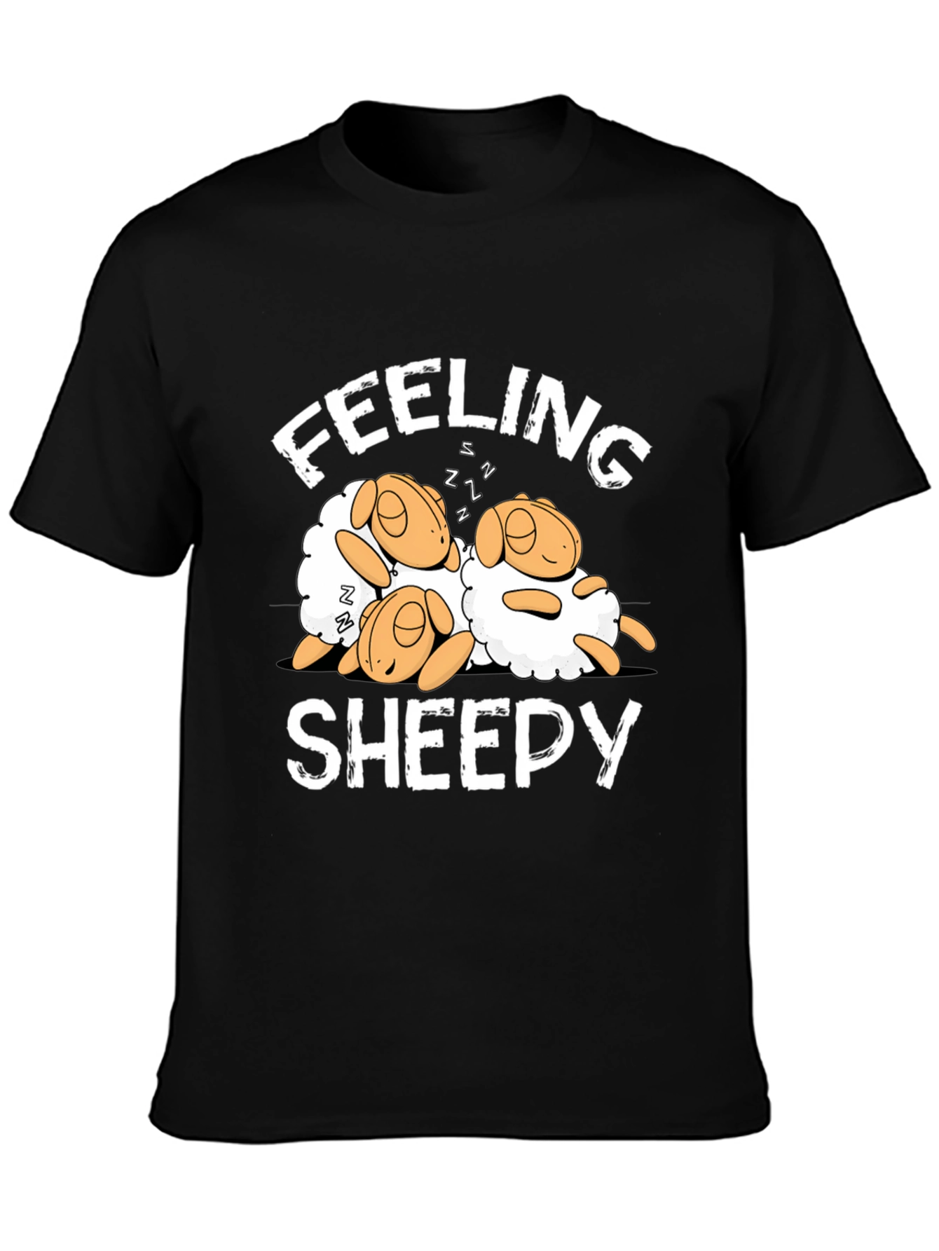 Black Feeling Sheepy Black Graphic T-Shirt view 3