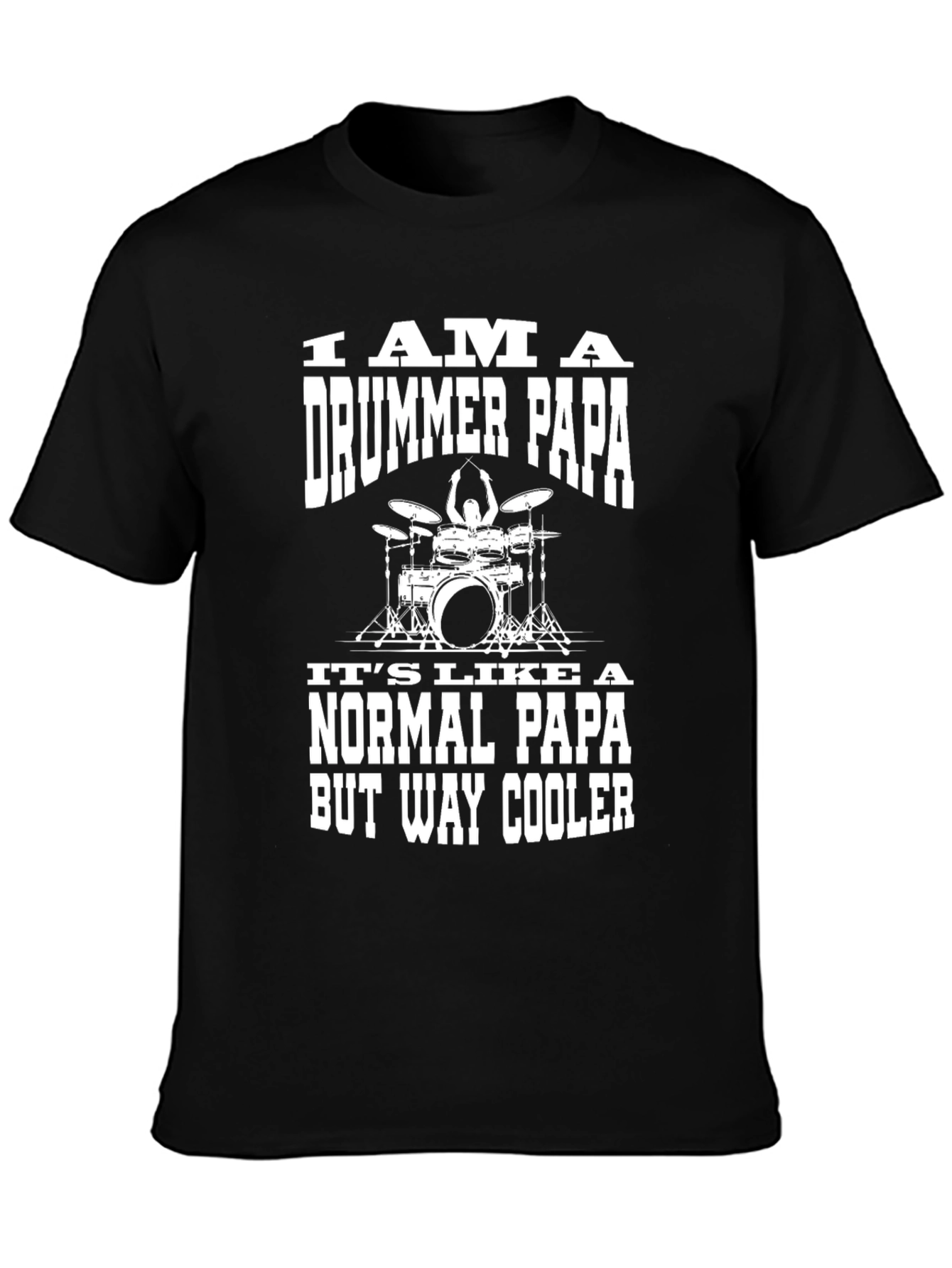 Black Drummer Papa T-Shirt - Cool Dad Edition view 3