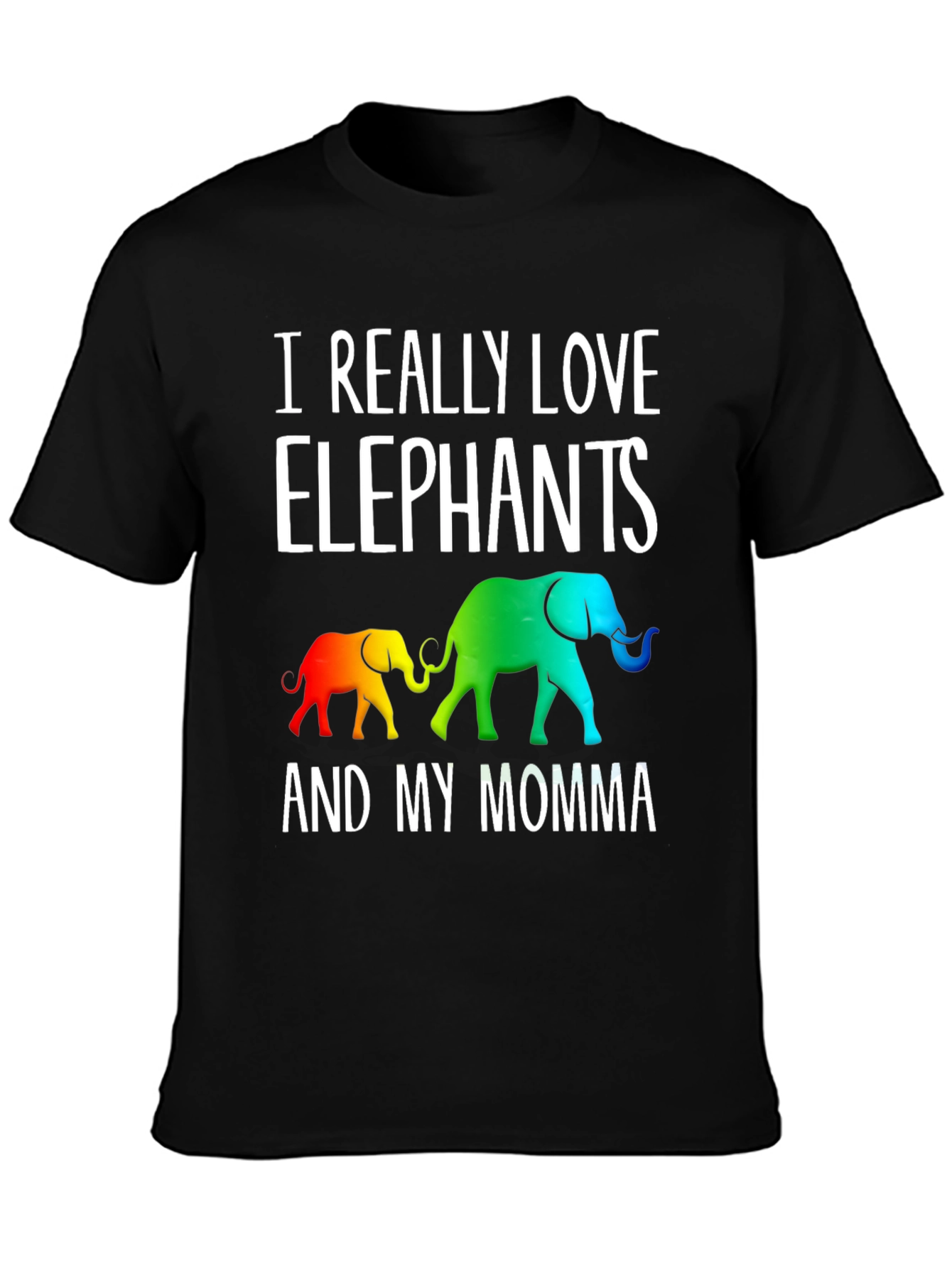 Black I Really Love Elephants And My Momma Graphic Tee view 3