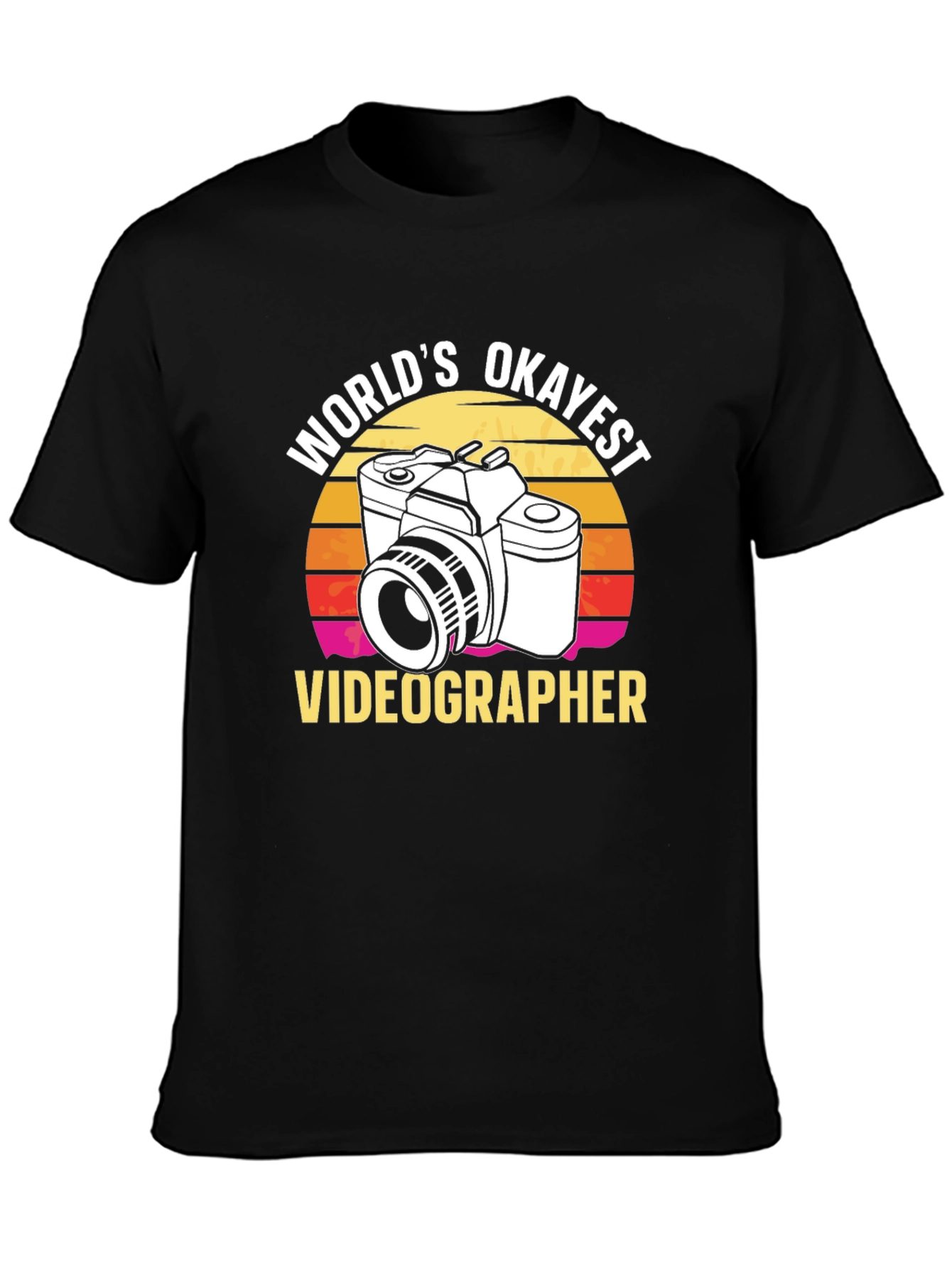 Black World's Okayest Videographer T-Shirt view 3