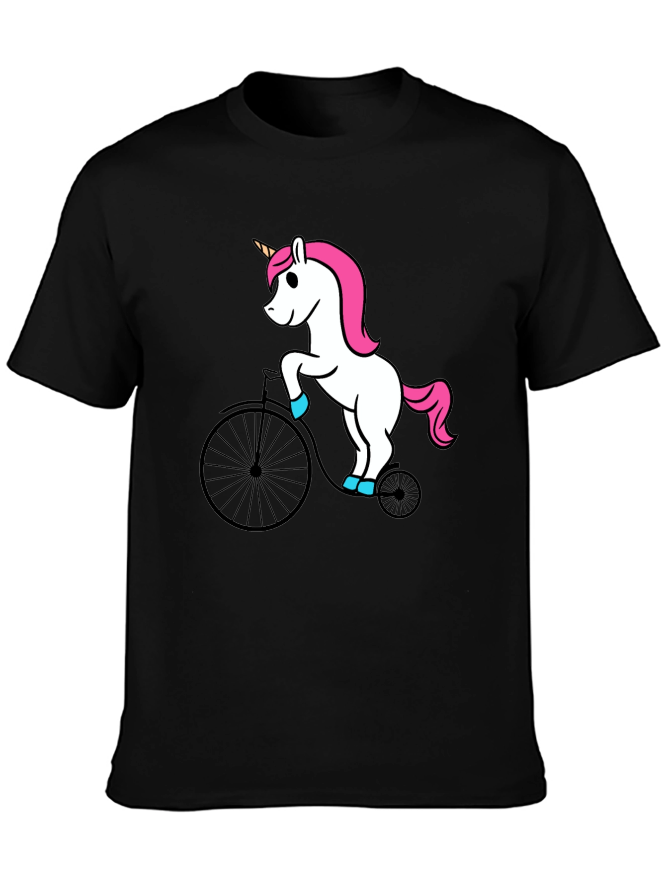 Black Unicorn on Bike Graphic Tee - Black view 3