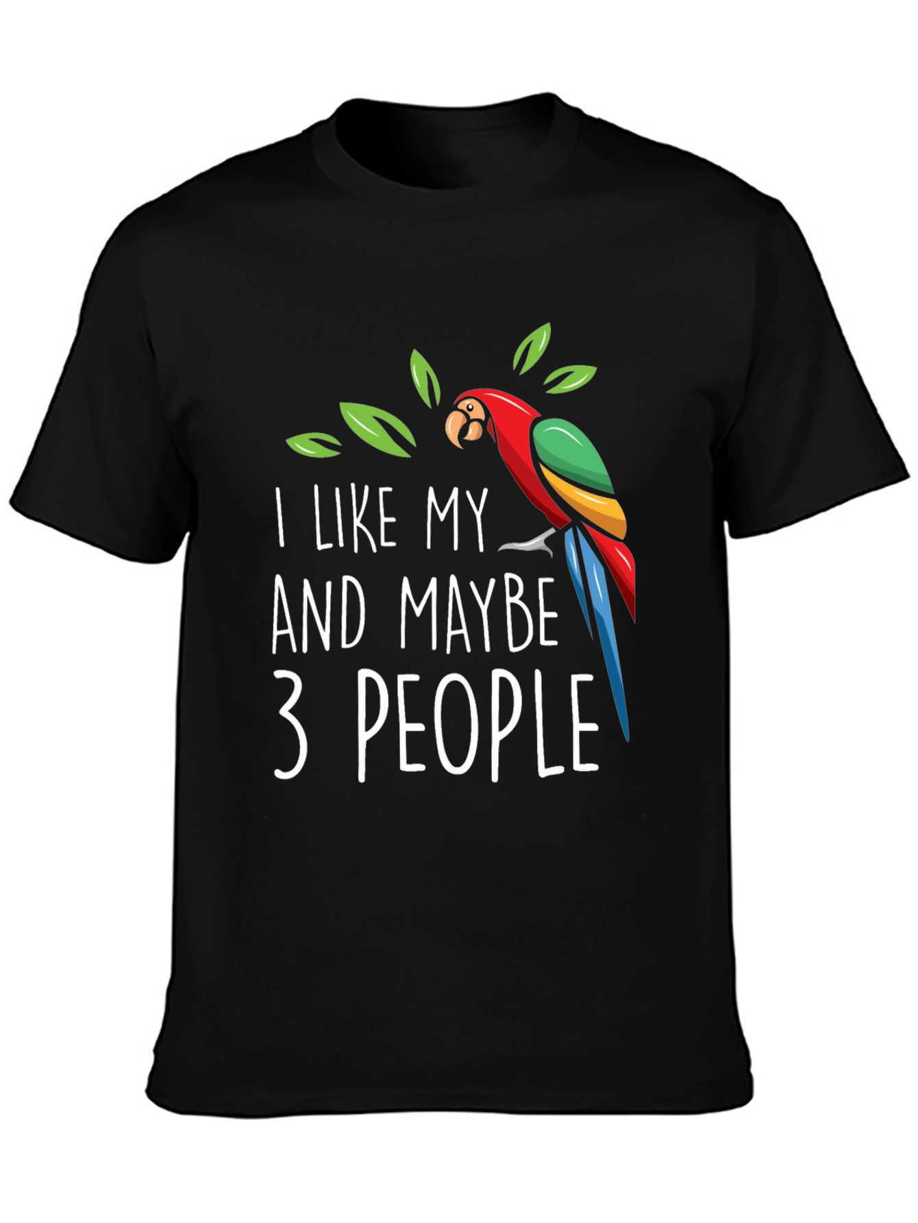 Black I Like My Parrot and Maybe 3 People - Graphic Tee view 3