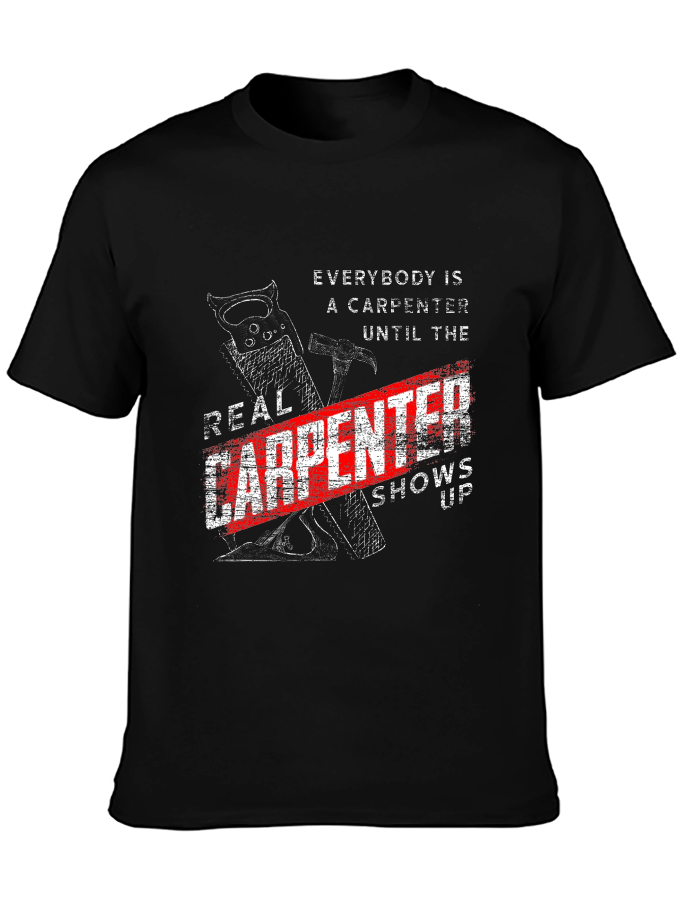 Black Real Carpenter T-Shirt - Funny Carpenter Gift view 3