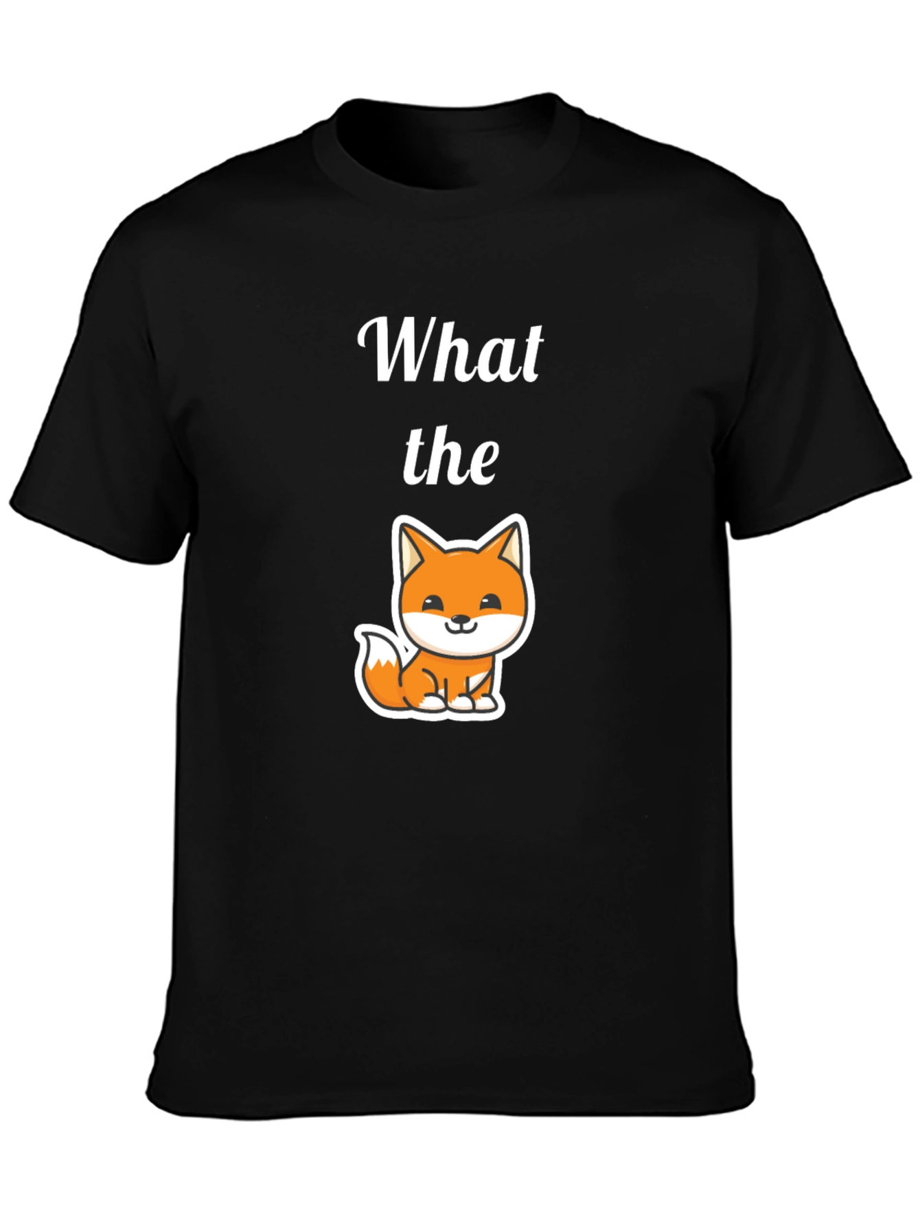 Black What the Fox T-Shirt, Men's Black Tee view 3