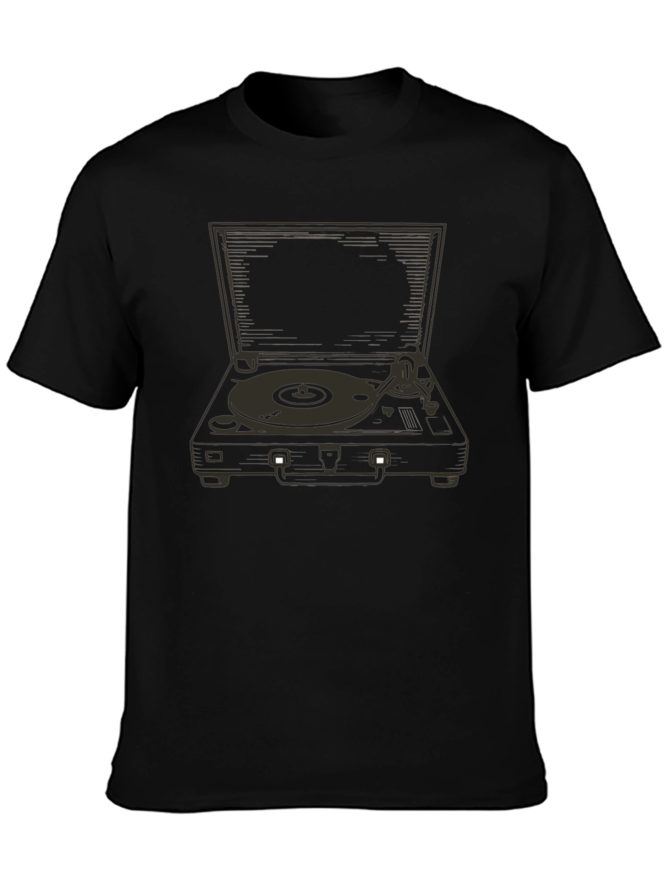 Black Vintage Record Player Graphic Tee - Black view 3