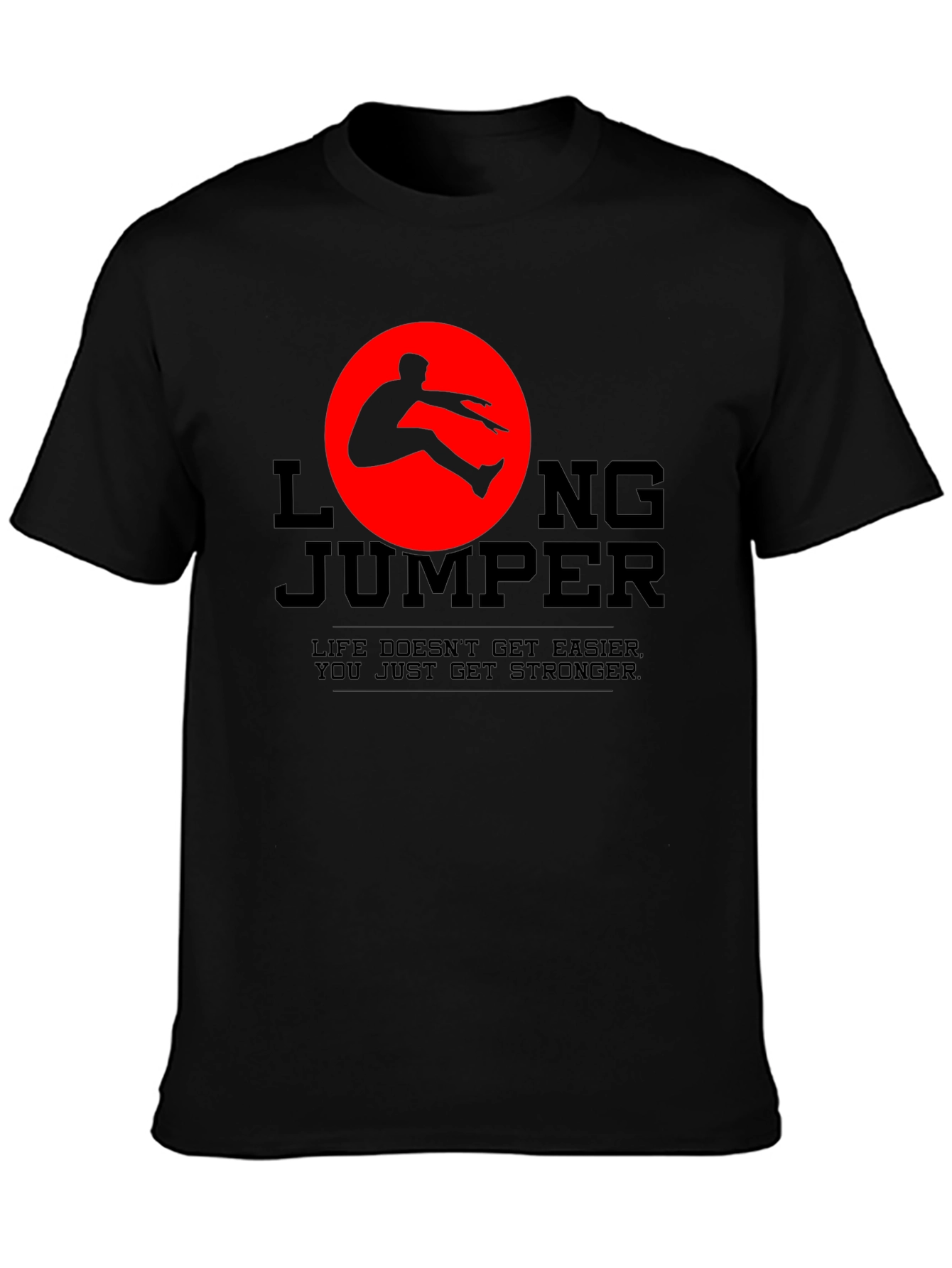 Black Long Jumper Graphic Tee - Life Gets Stronger view 3
