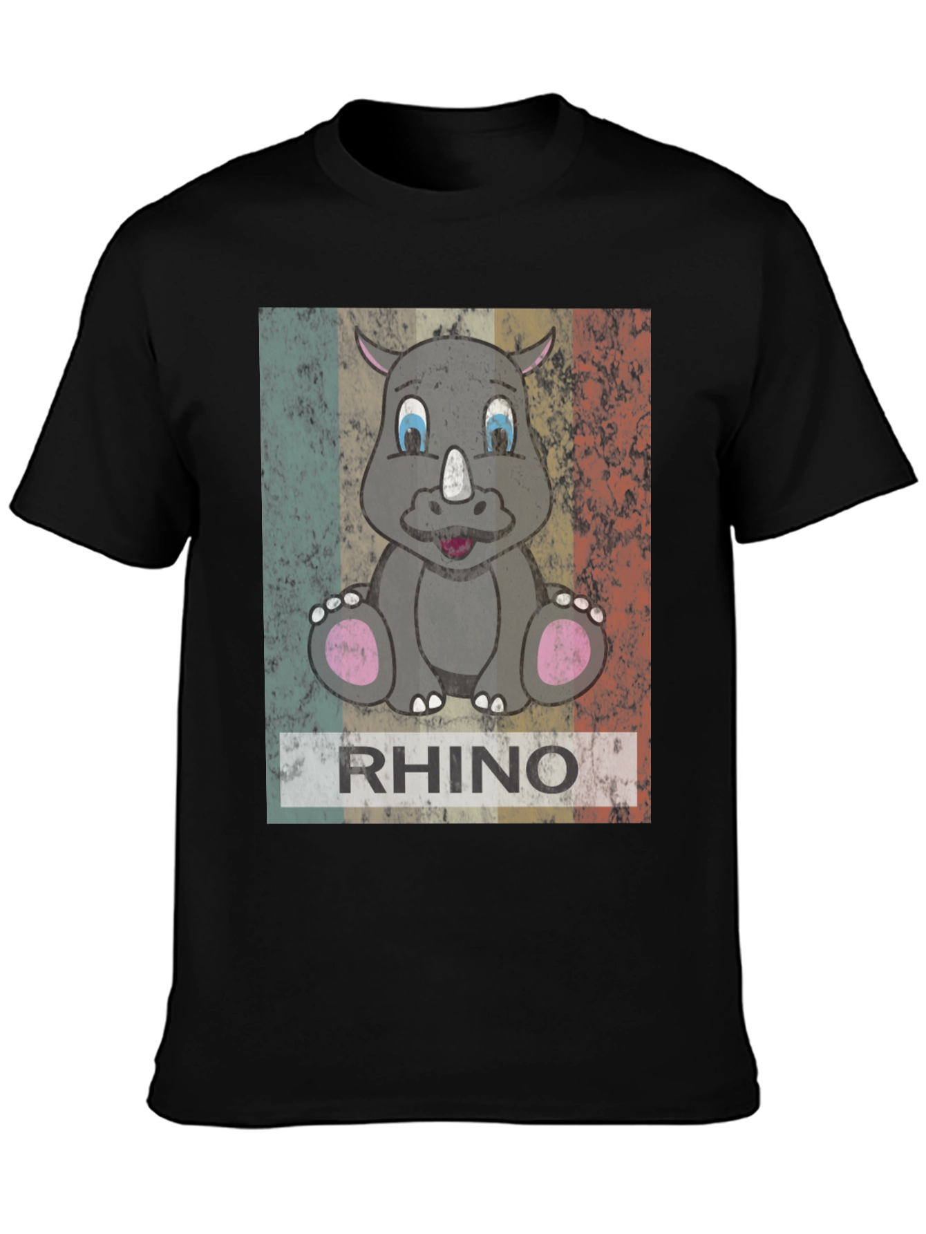 Black Retro Rhino Graphic T-Shirt - Men's Black Tee view 3
