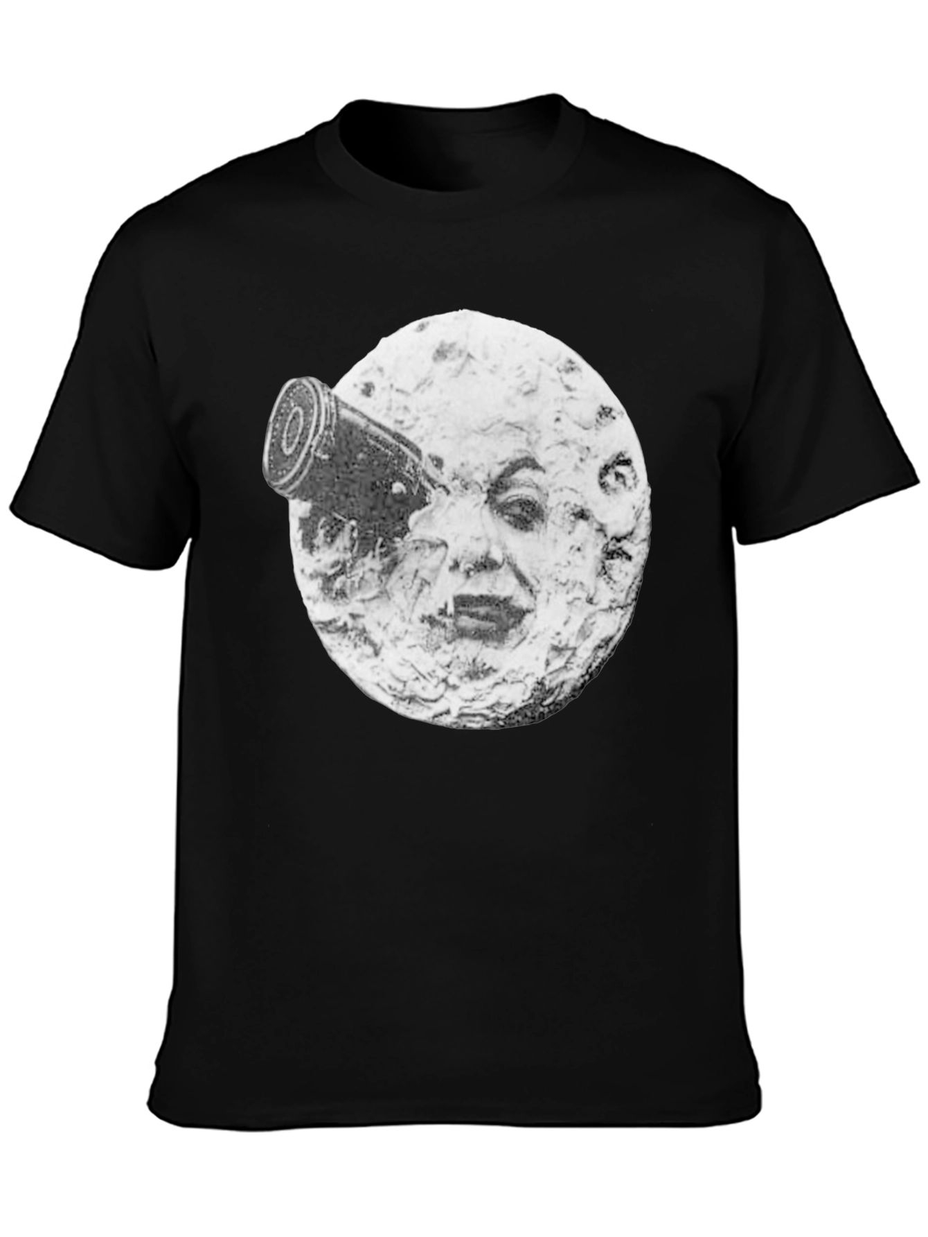 Black A Trip to the Moon T-Shirt, Black Crew Neck view 3