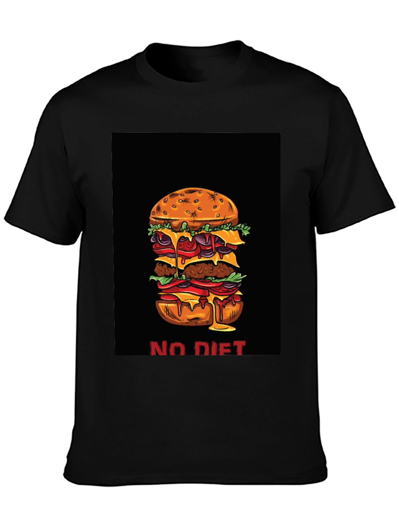 Black No Diet Burger Graphic Tee view 3