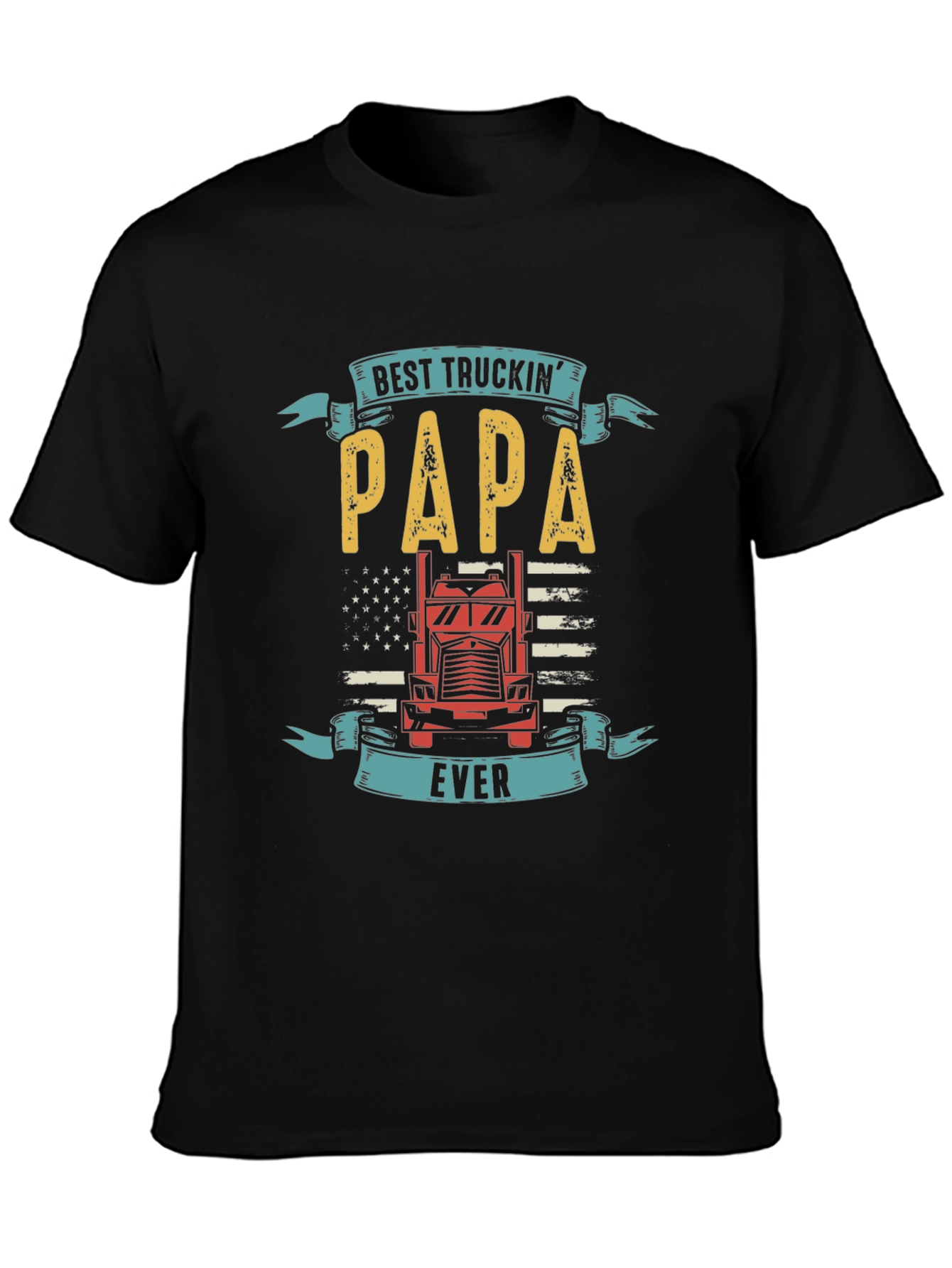 Black Best Truckin' Papa Ever T-Shirt view 3