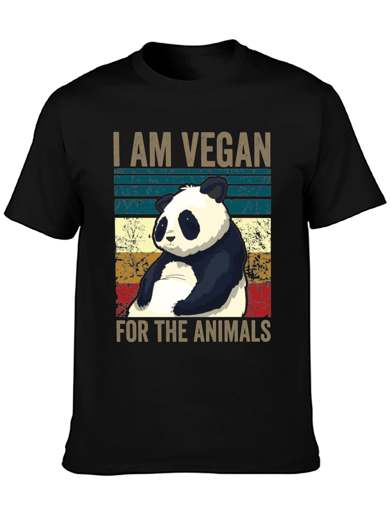 Black Vegan Panda Graphic Tee - Animal Lover T-Shirt view 3