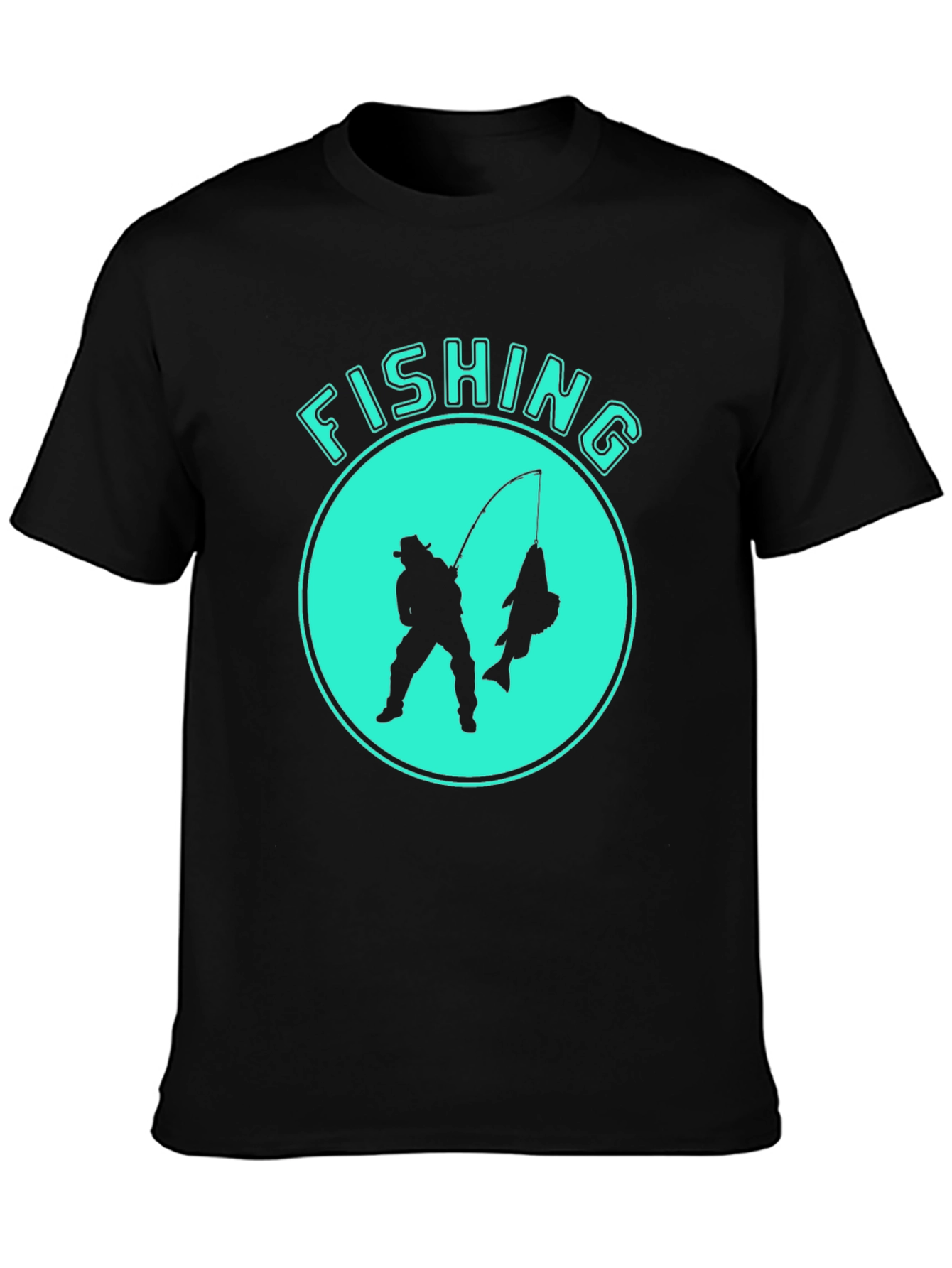 Black Fishing Graphic Tee - Black Cotton Blend view 3