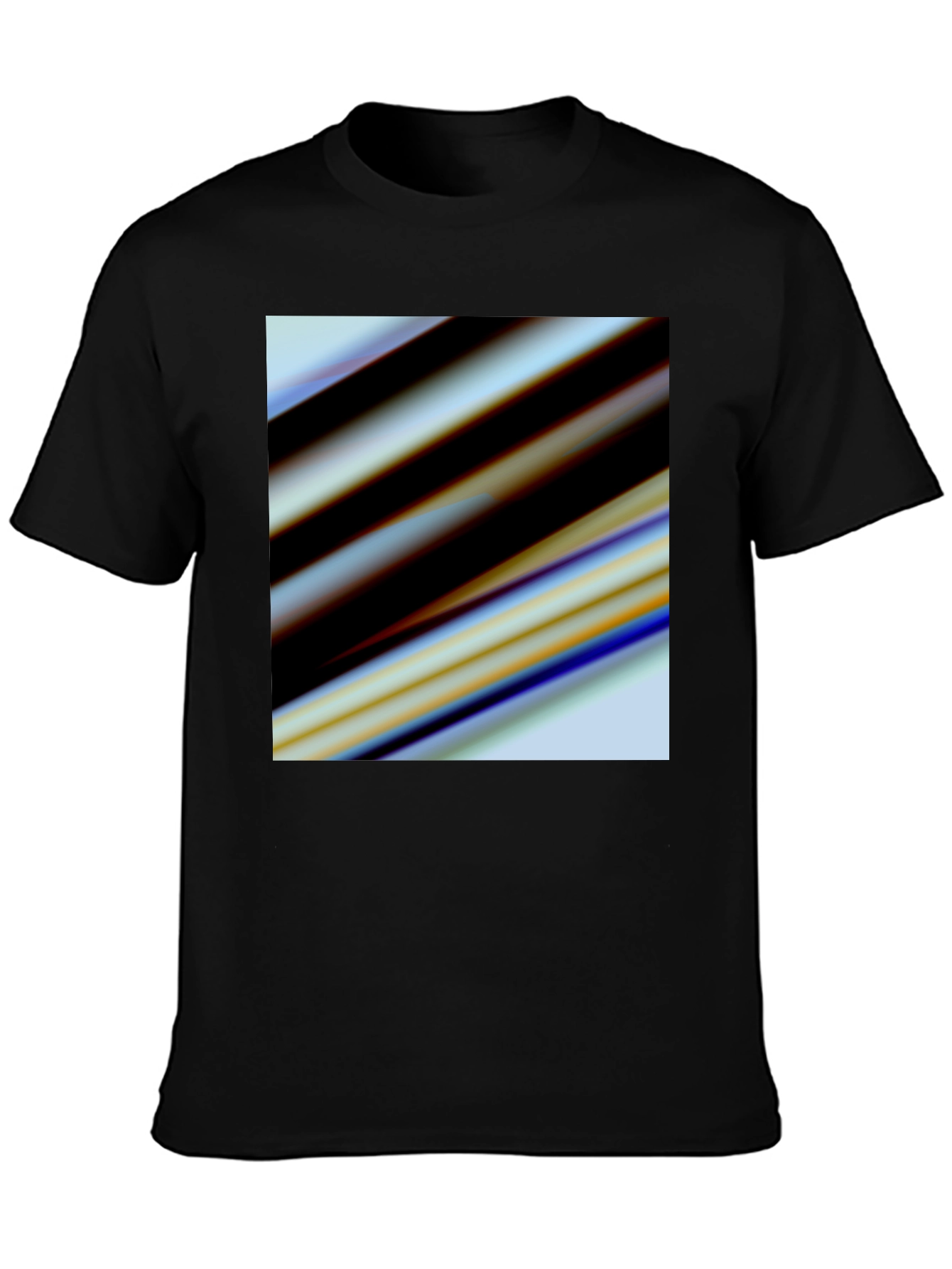 Black Abstract Stripe Graphic Black T-Shirt view 3