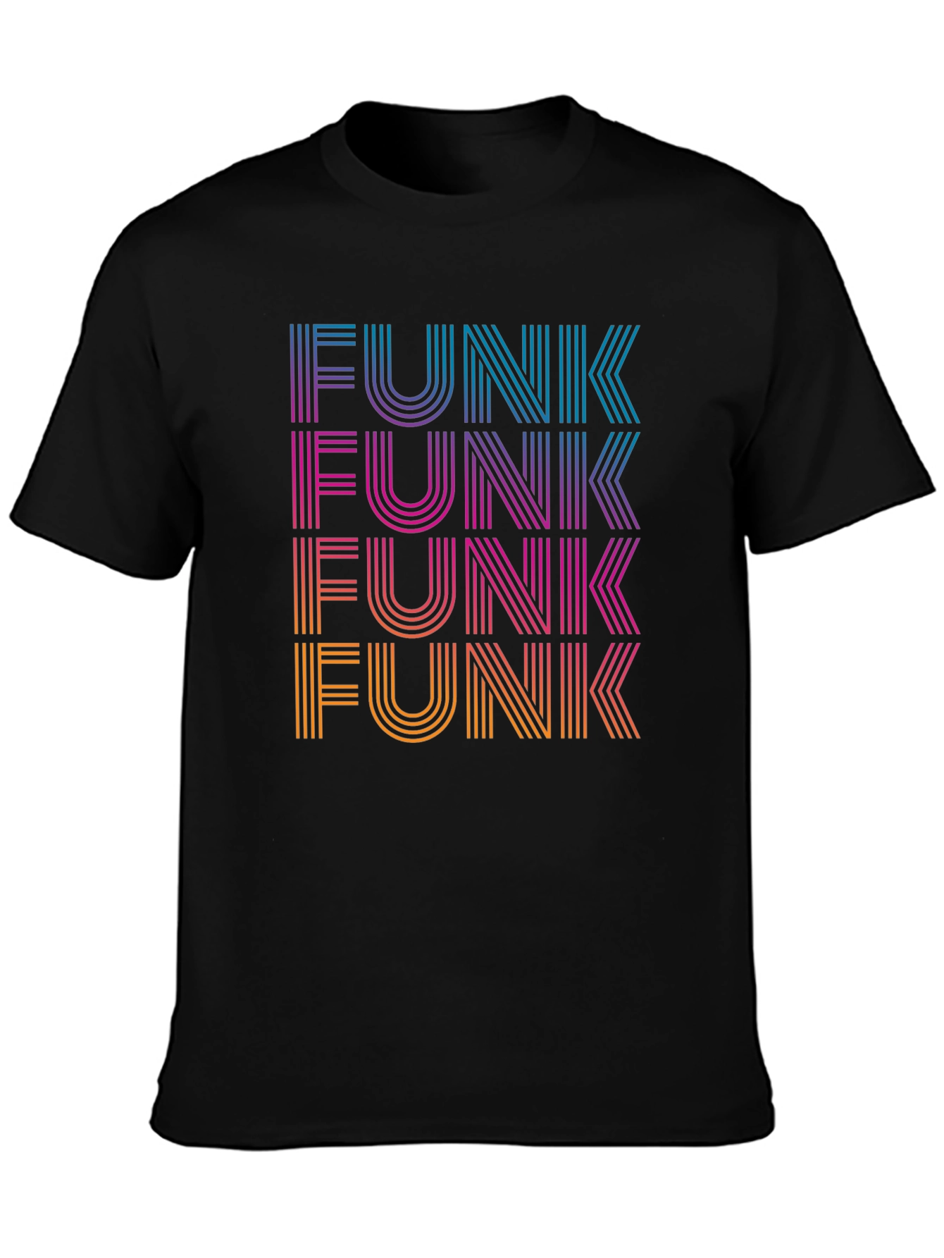 Black Retro Funk T-Shirt - Striped Text Design view 3