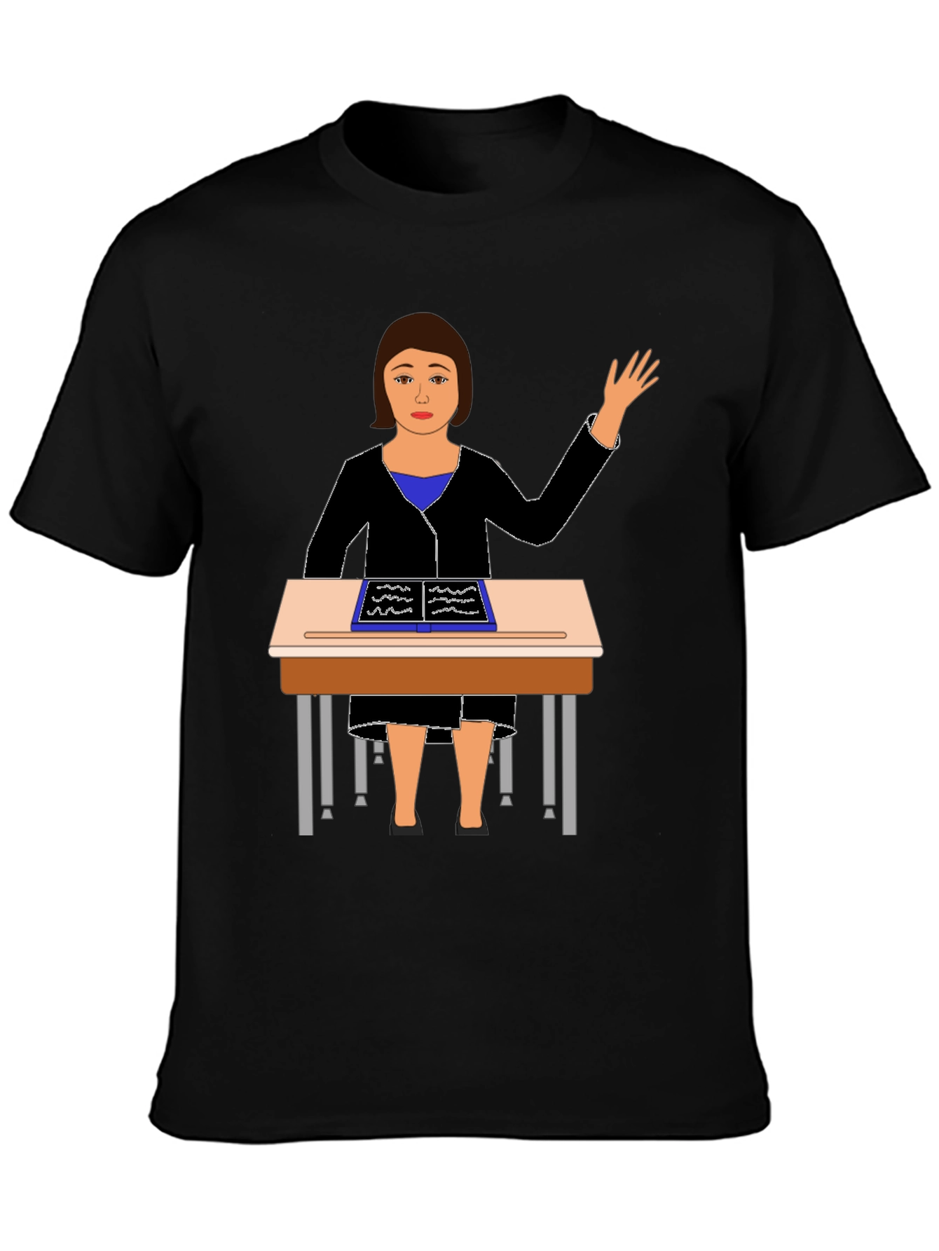 Black Teacher at Desk Graphic Tee view 3