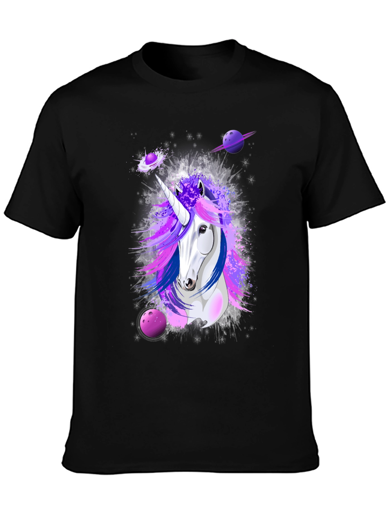 Black Unicorn Galaxy Graphic Print Tee view 3