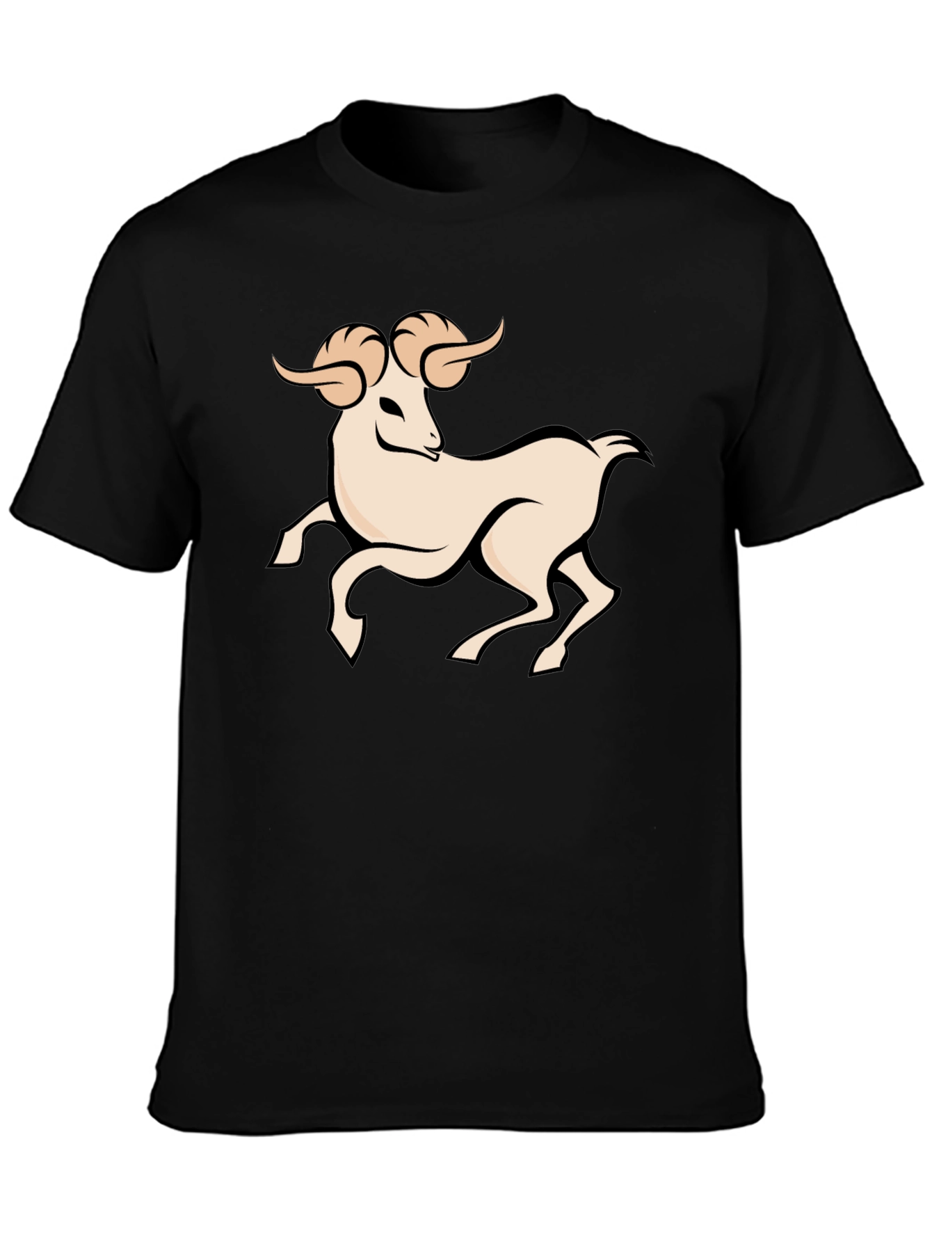 Black Black Graphic Tee - Aries Zodiac Ram Design view 3