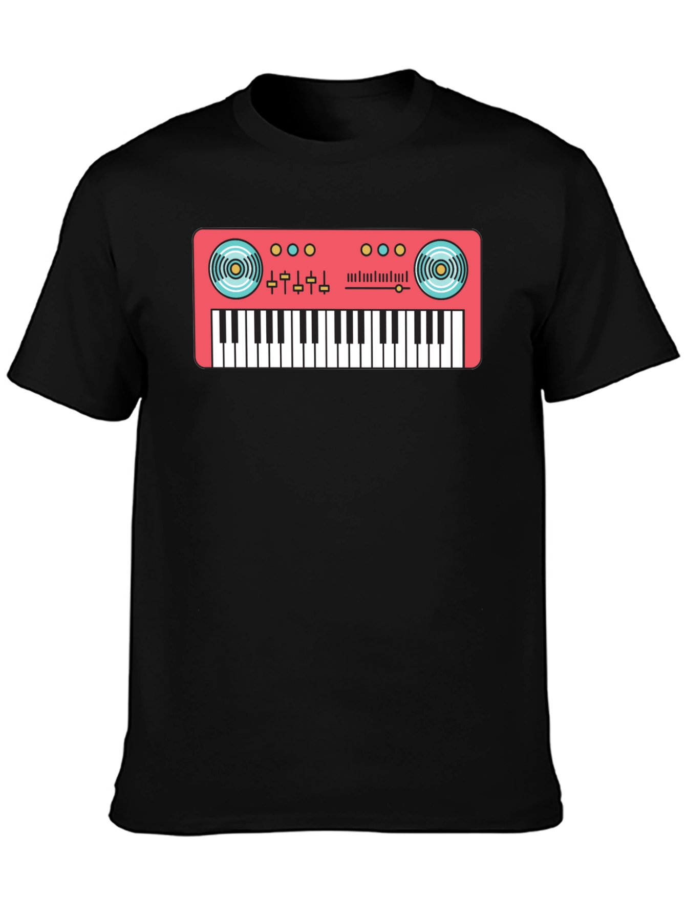 Black Synth Graphic T-Shirt - Retro Music Tee view 3
