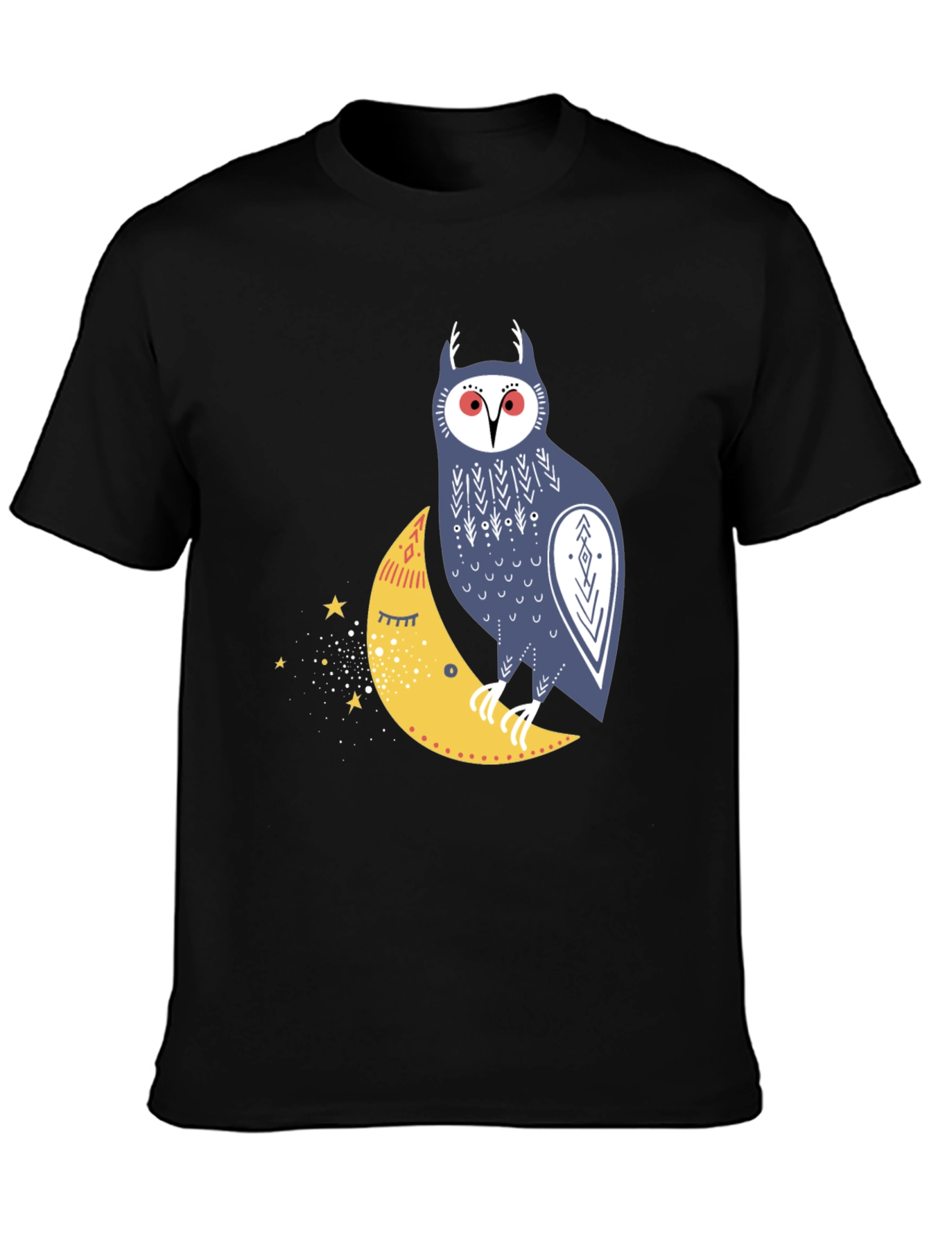 Black Owl on Moon Graphic T-Shirt - Black view 3