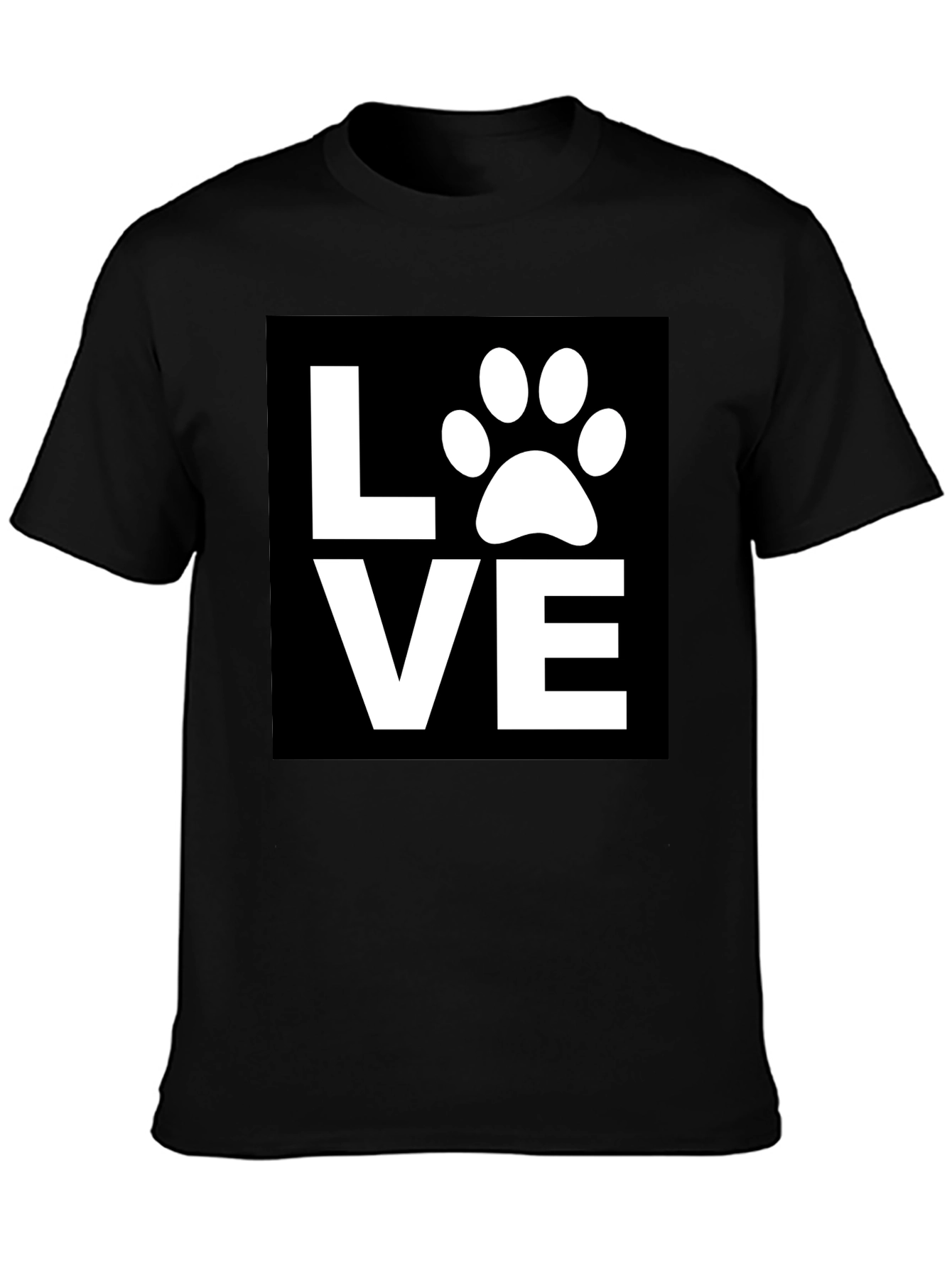 Black Love Paw Print Graphic Tee - Black Cotton Blend Shirt view 3