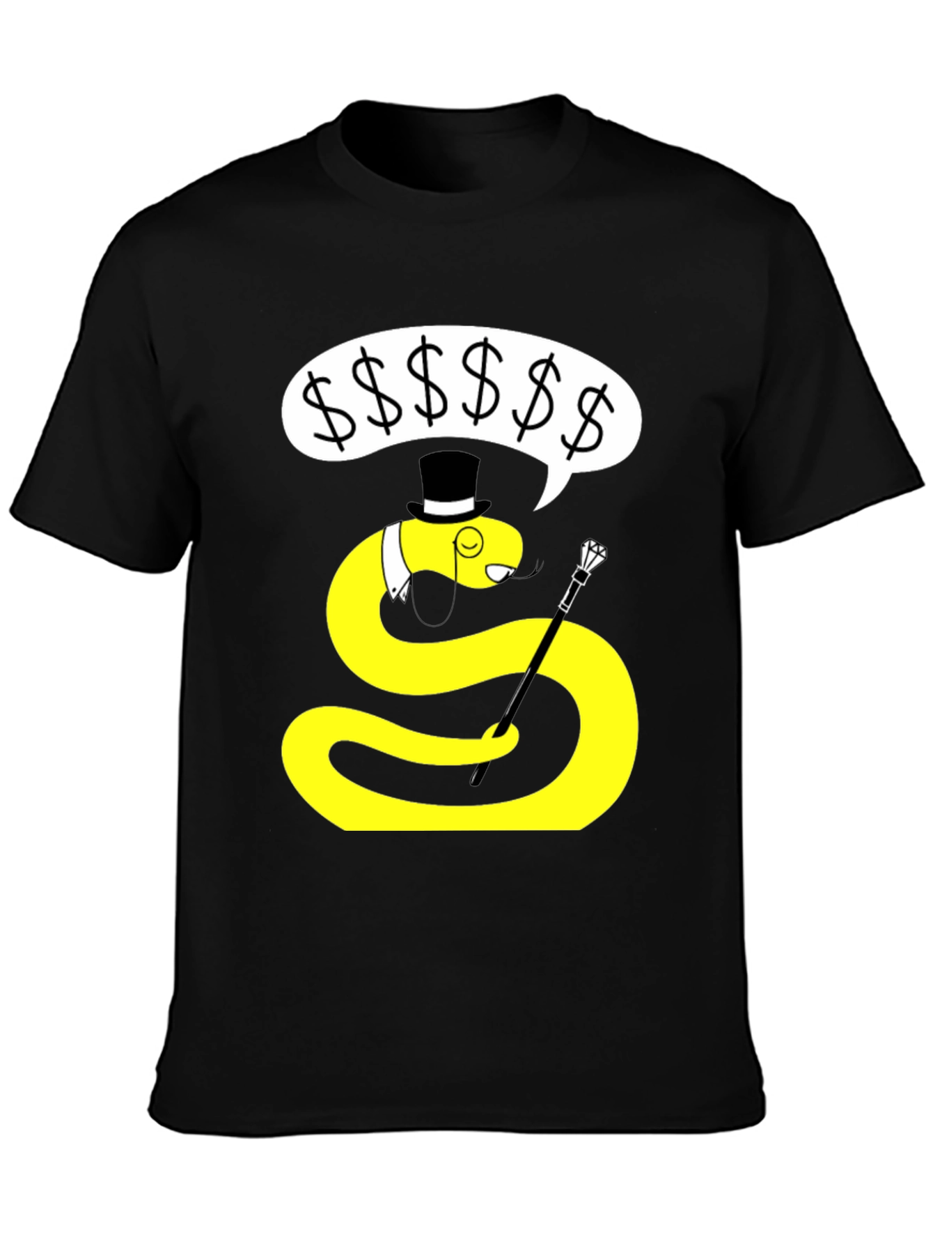 Black Dapper Snake T-Shirt - Funny Cartoon Animal Tee view 3