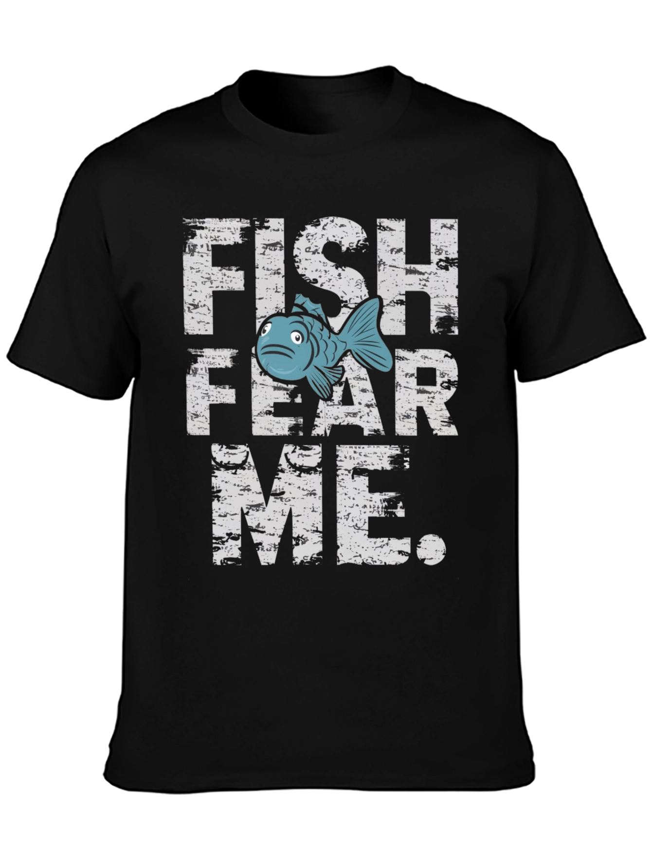 Black Fish Fear Me Graphic Tee - Black Cotton T-Shirt view 3