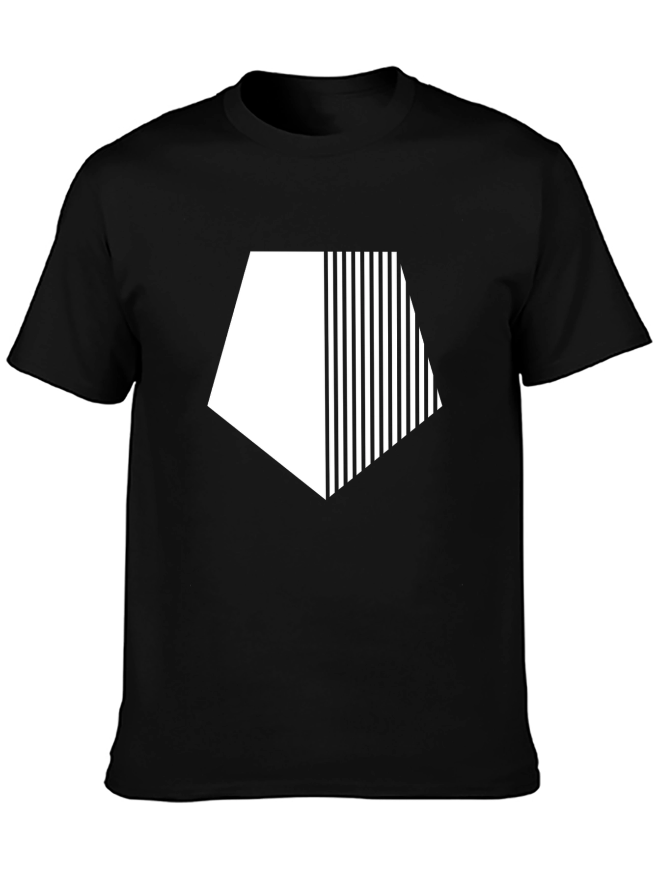 Black Modern Geometric Graphic Tee - Black Cotton Blend view 3