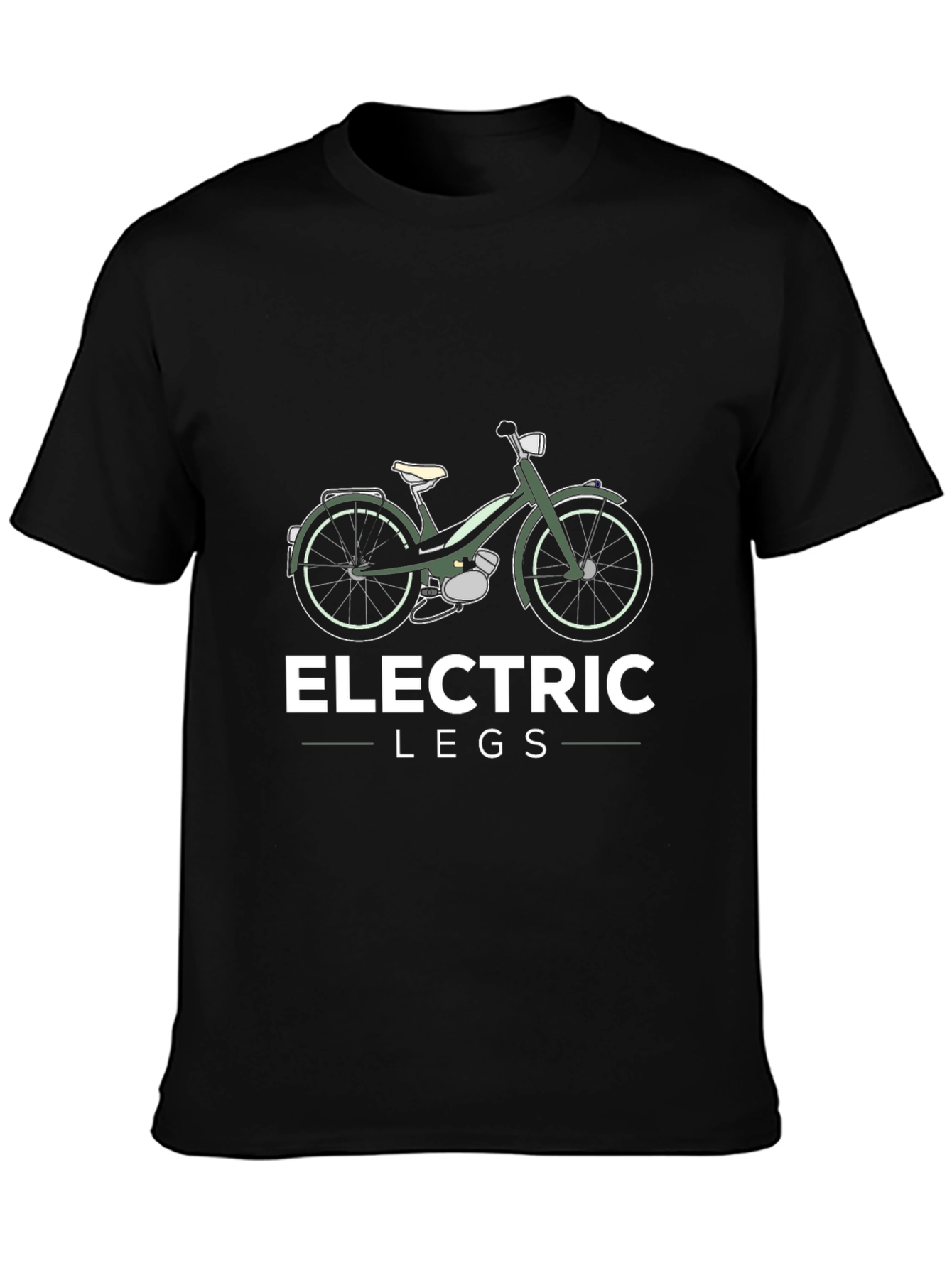 Black Electric Legs Moped T-Shirt view 3