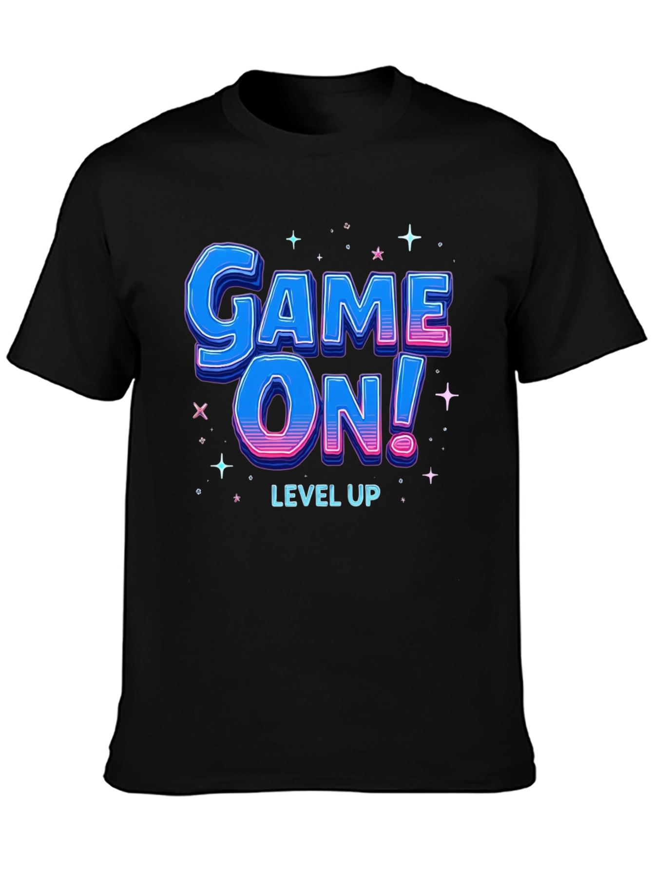 Black Game On! Level Up T-Shirt - Gamer Style view 3