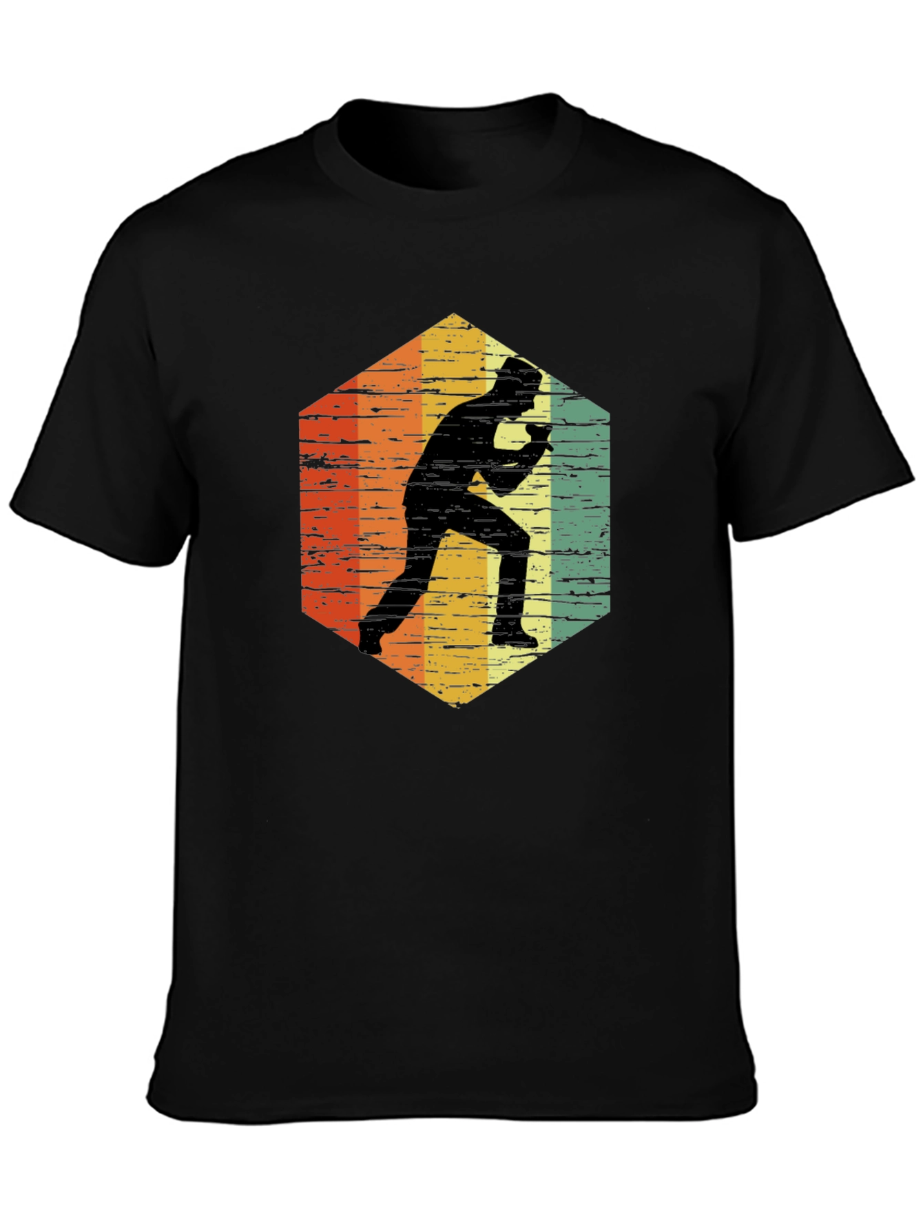Black Retro Table Tennis Player T-Shirt view 3