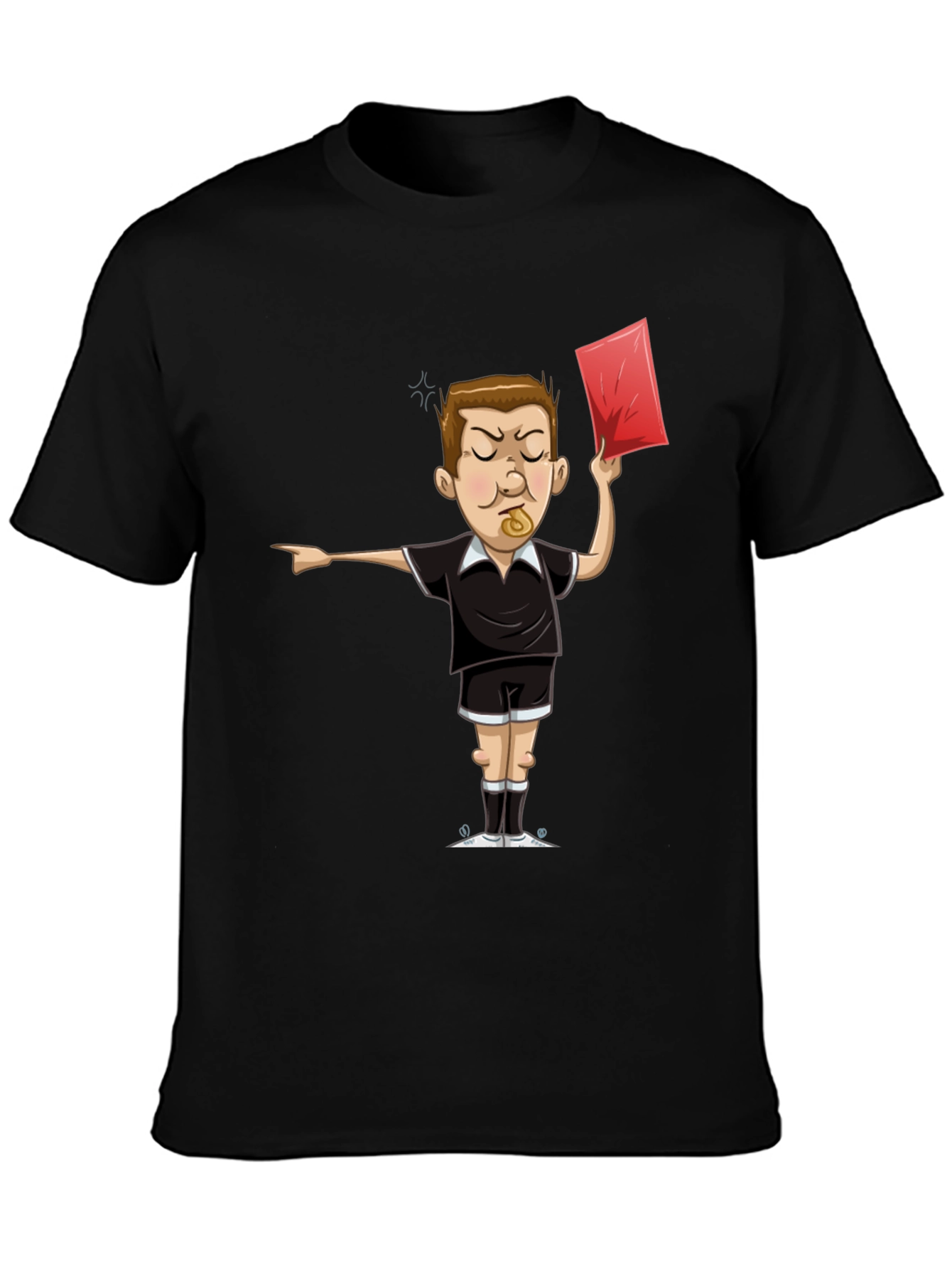 Black Funny Referee T-Shirt - Red Card Graphic Tee view 3