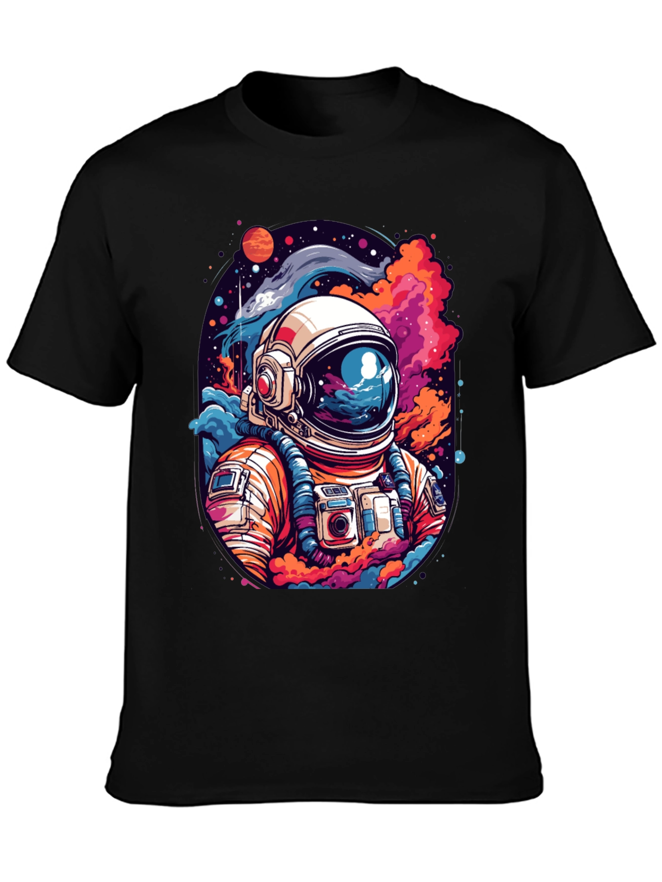 Black Cosmic Astronaut Graphic Tee - Men's Black T-Shirt view 3