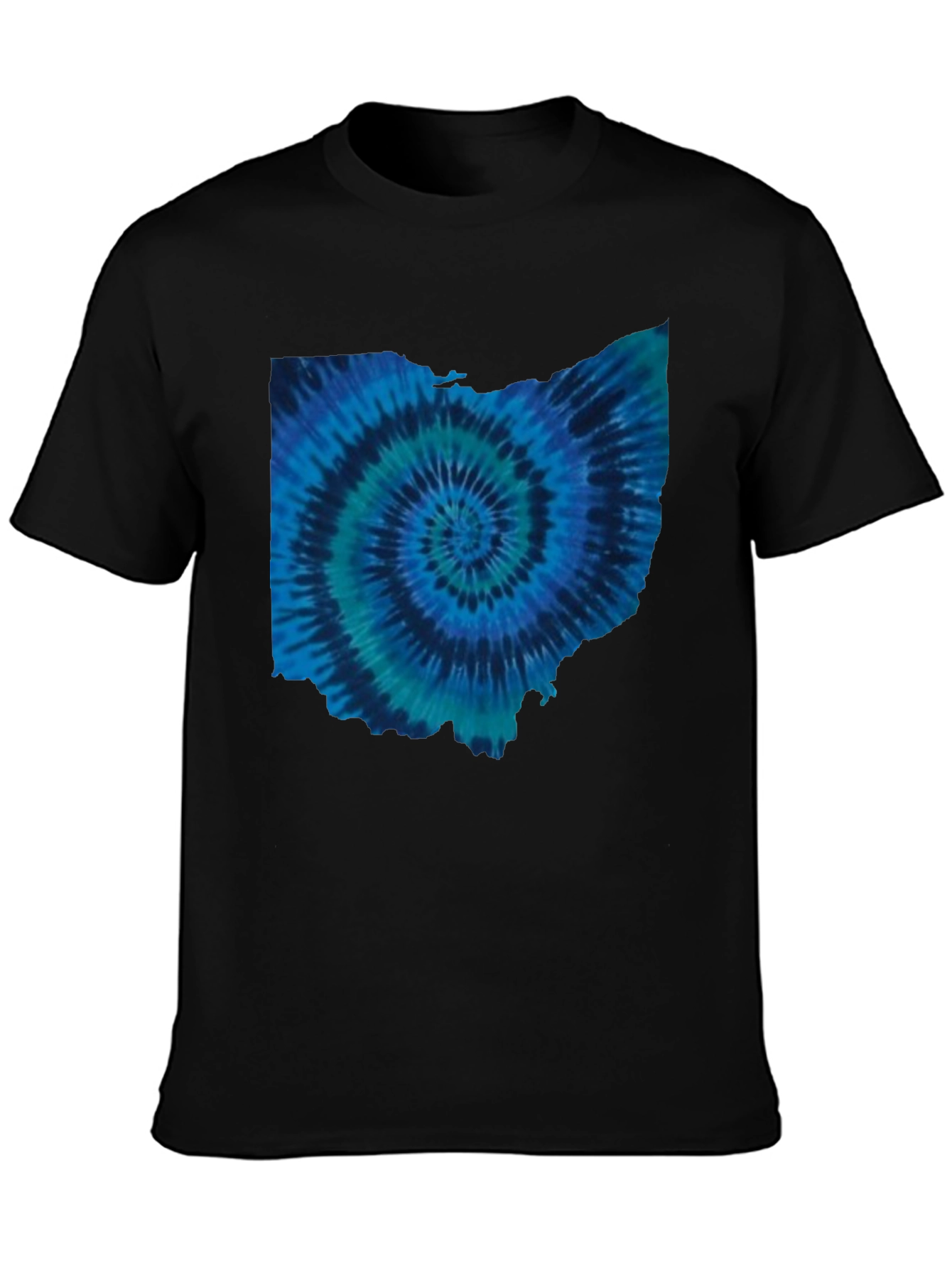 Black Ohio Tie Dye State Shape T-Shirt view 3