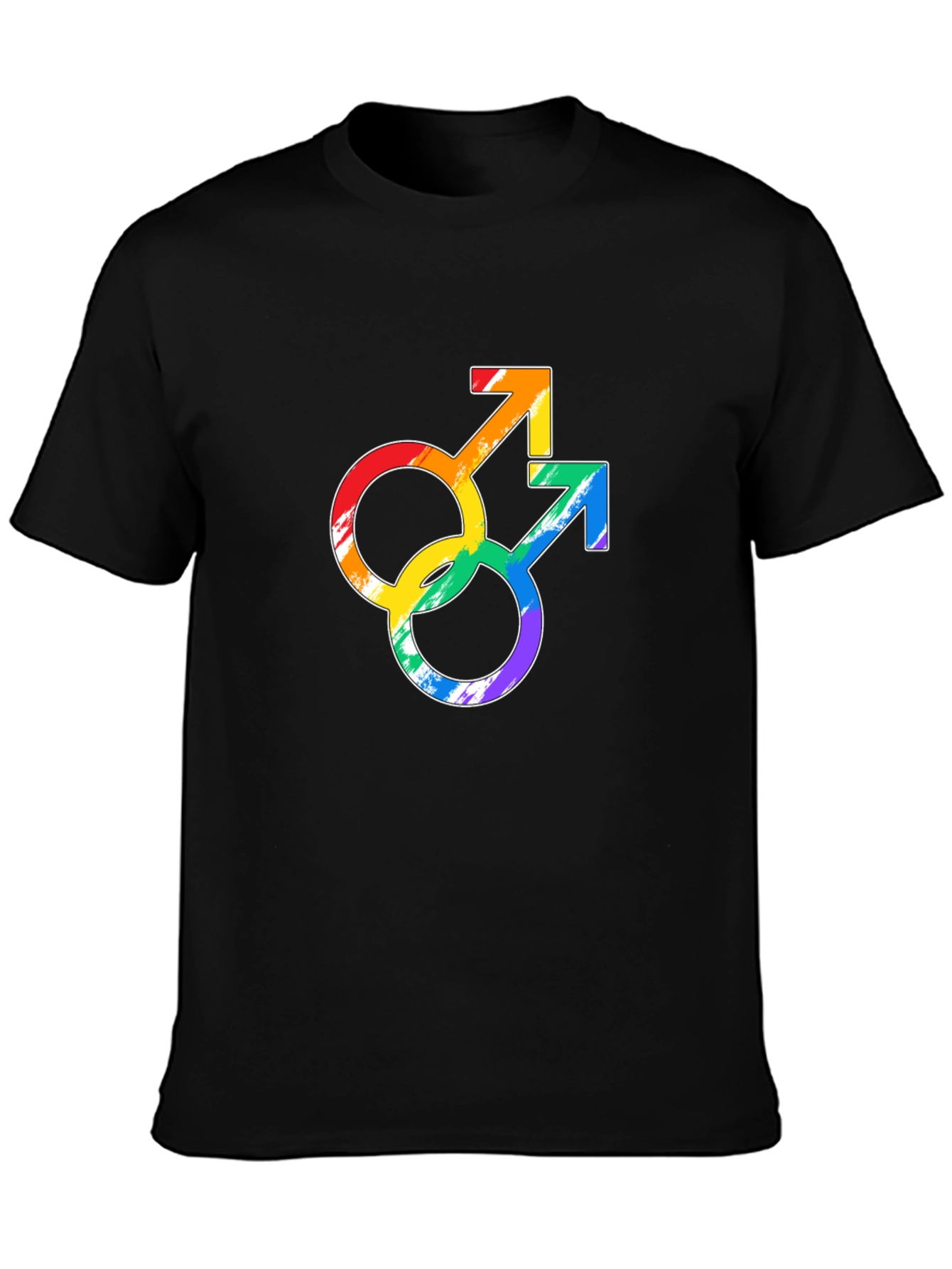 Black Rainbow Gay Pride Double Mars Symbol Black T-Shirt view 3