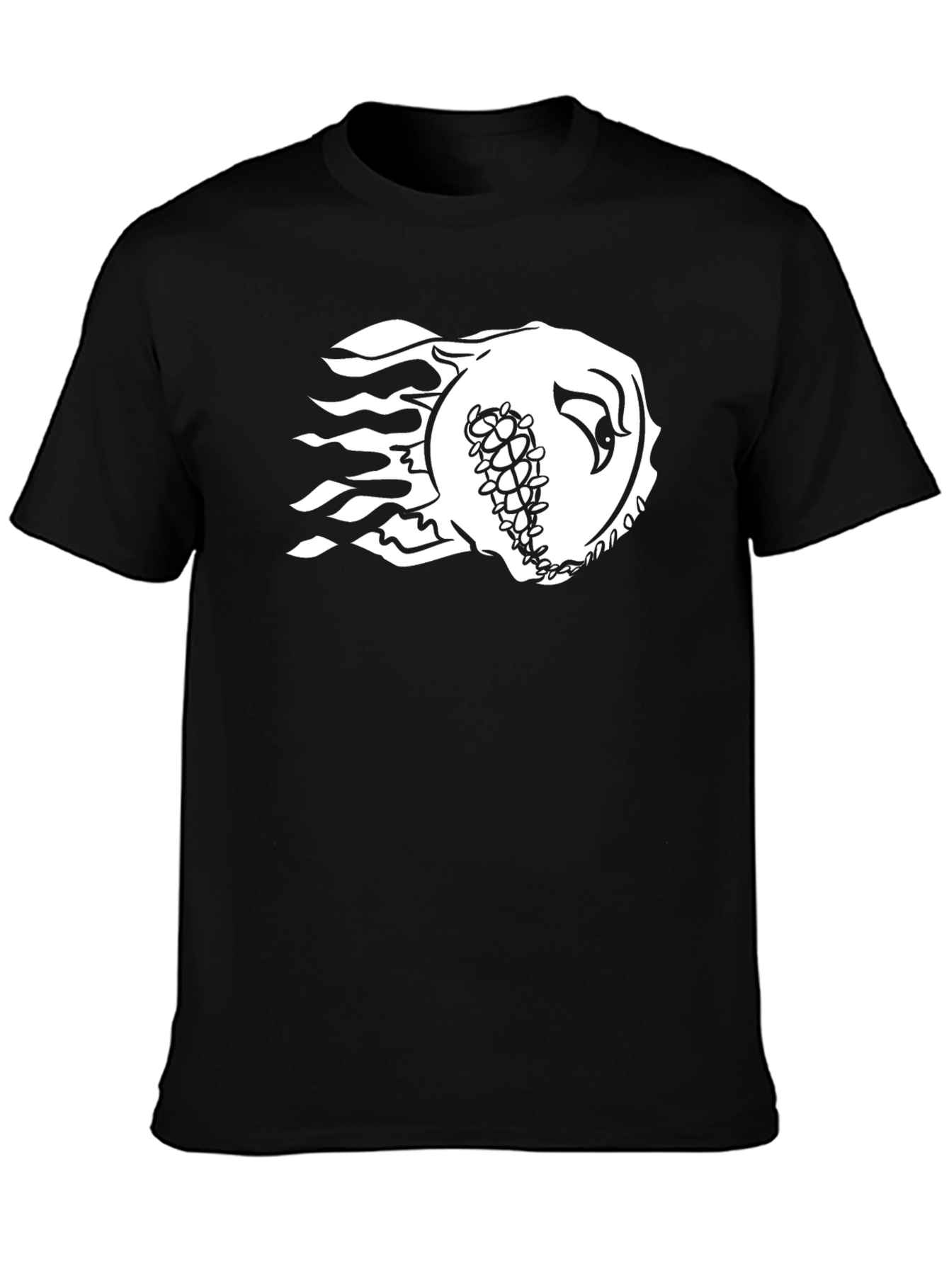 Black Fiery Baseball Graphic Tee - Black Cotton Shirt view 3