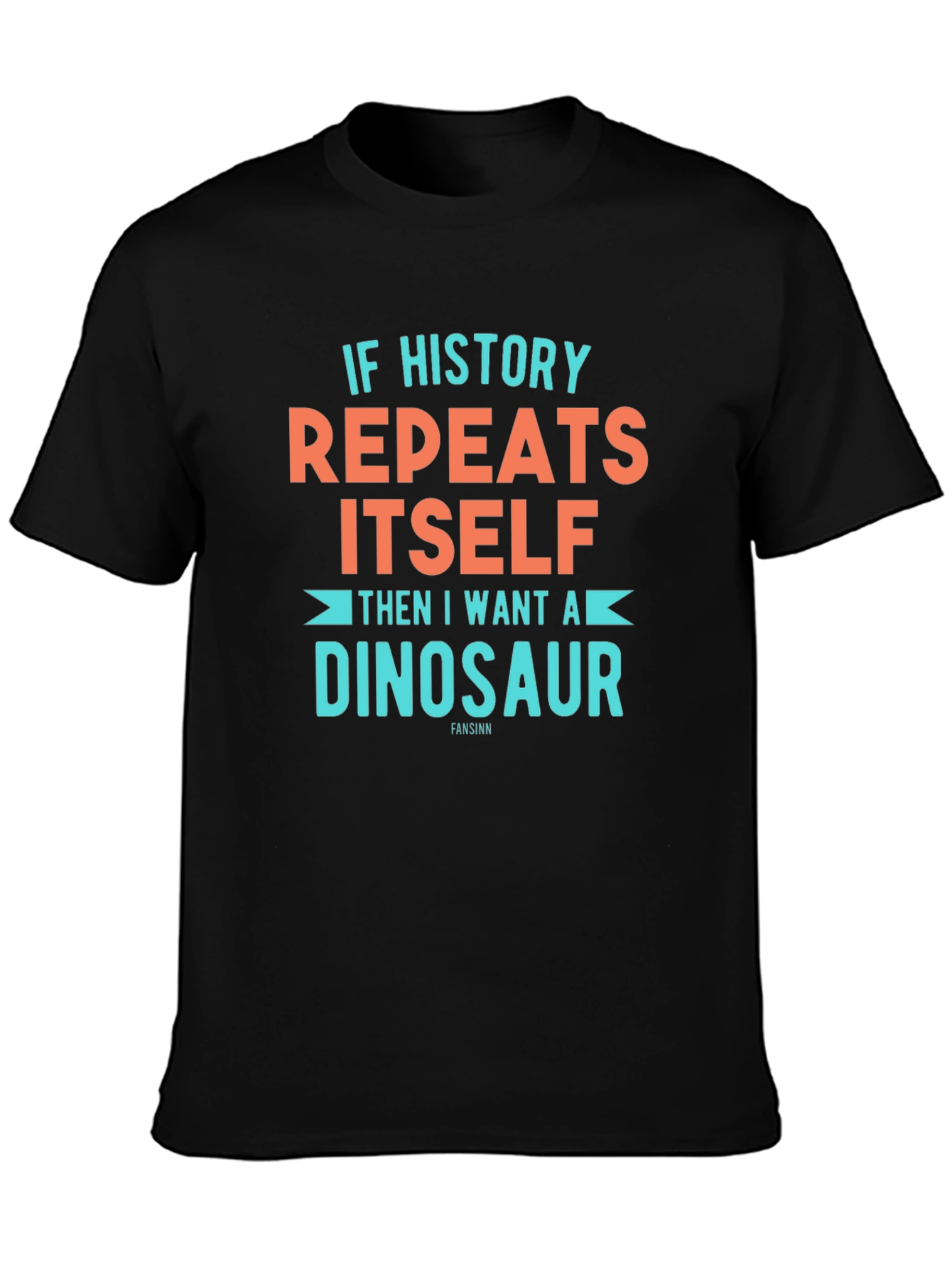Black Funny Dinosaur History T-Shirt view 3
